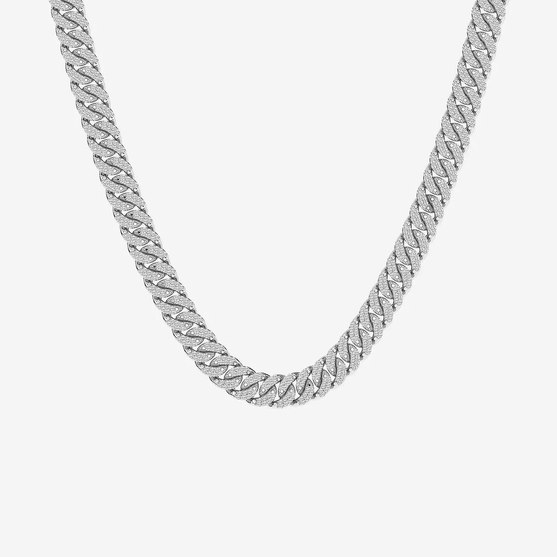 Luxeon Round Lab Grown Diamond Cuban Link Necklace in Platinum
