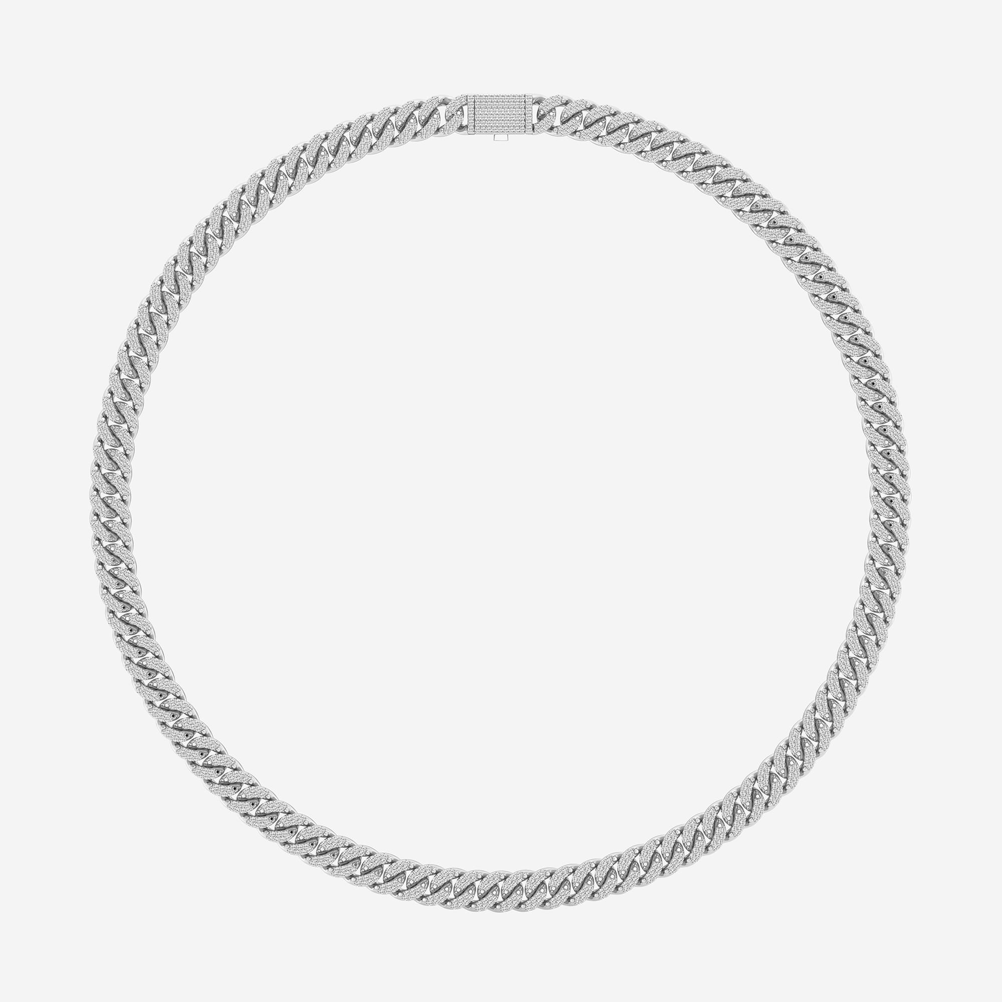 Luxeon Round Lab Grown Diamond Cuban Link Necklace in Platinum
