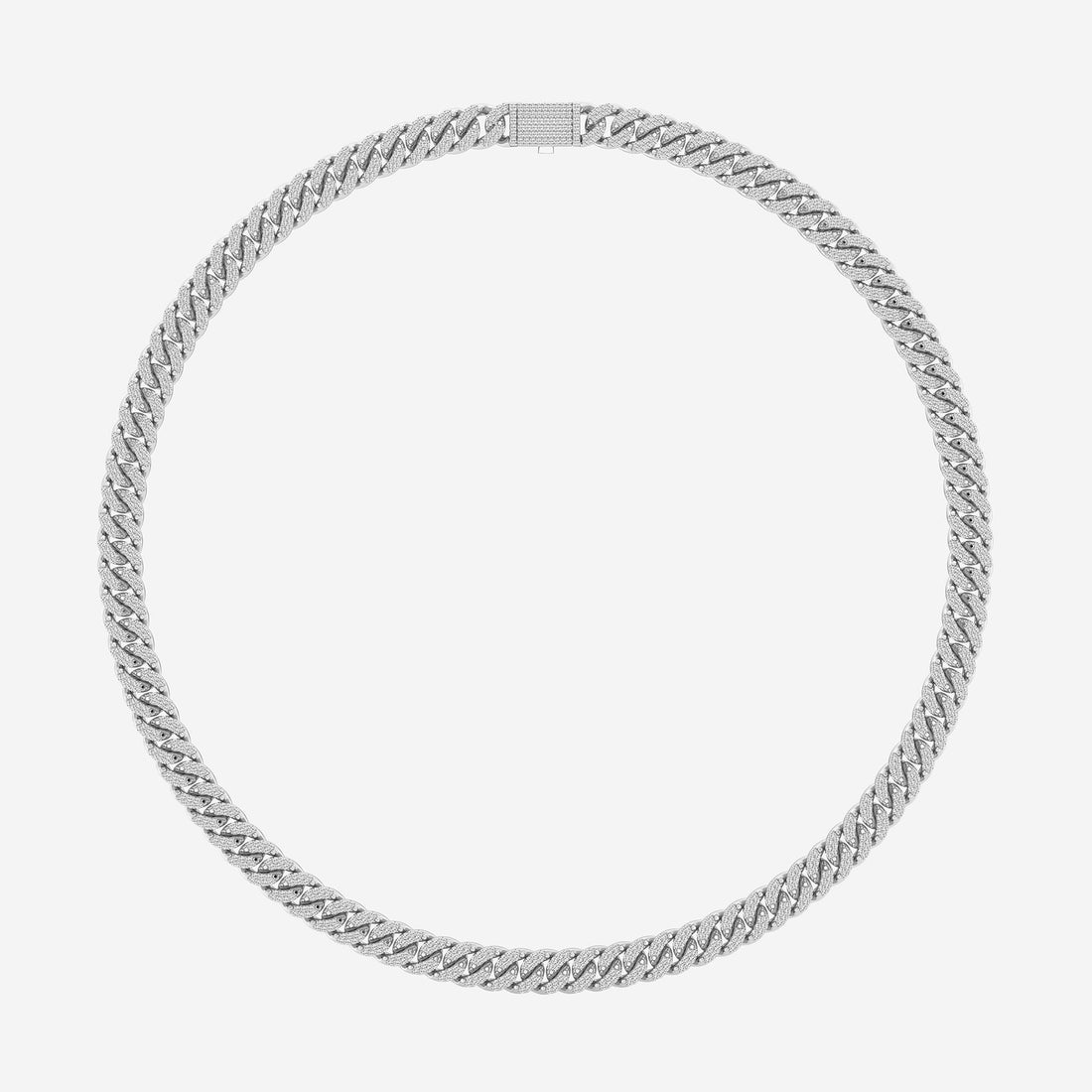 Luxeon Round Lab Grown Diamond Cuban Link Necklace in Platinum