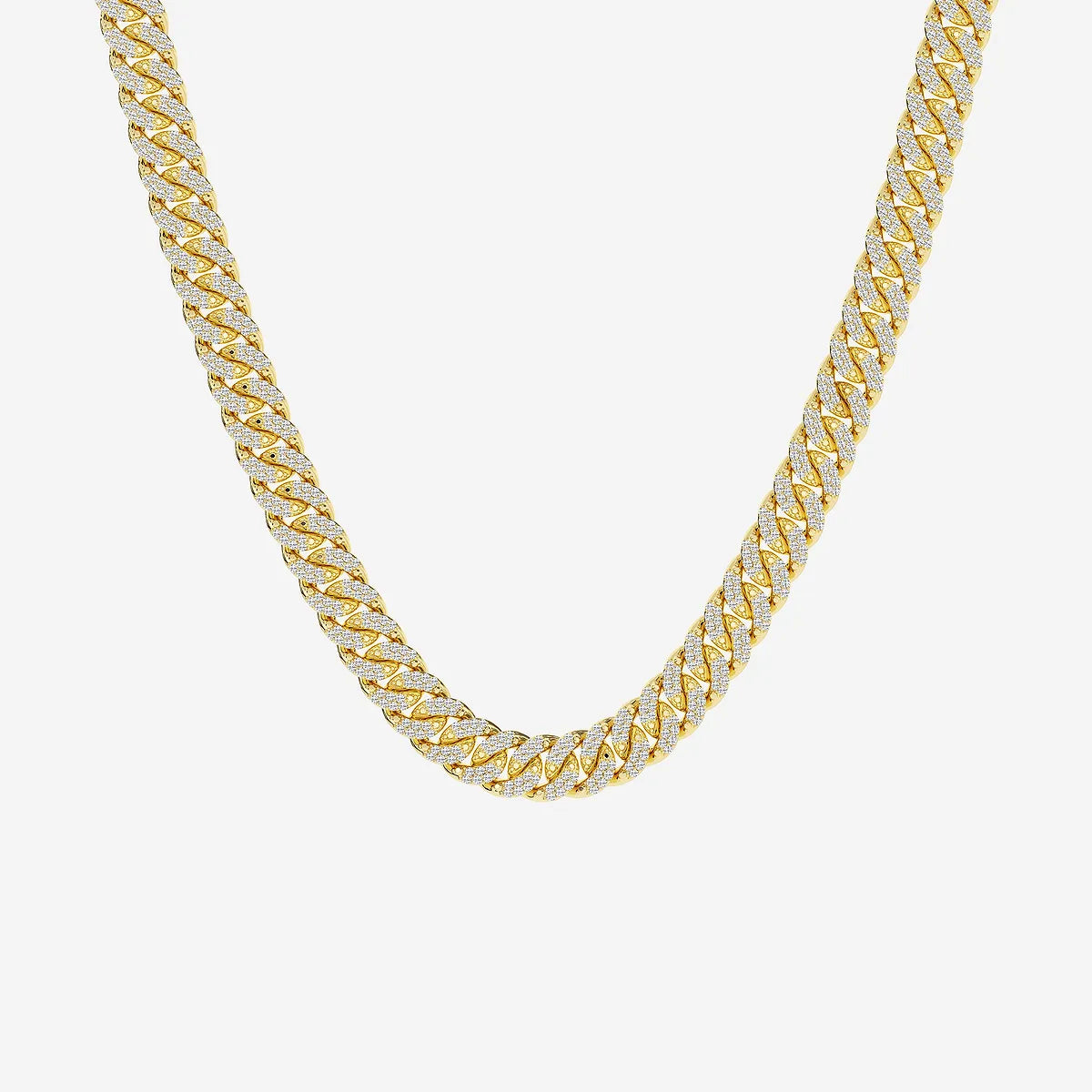 Luxeon Round Lab Grown Diamond Cuban Link Necklace in Platinum