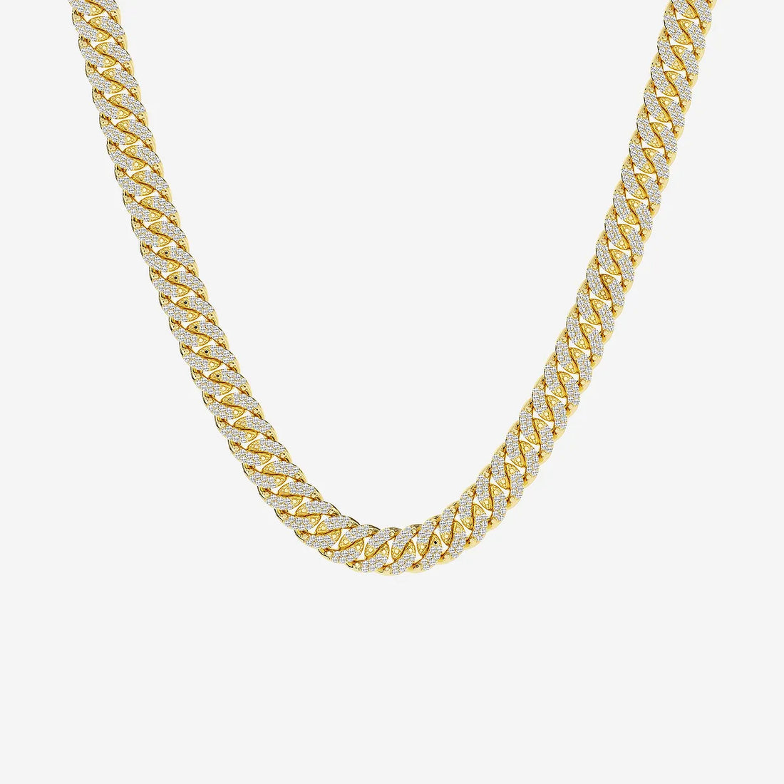 Luxeon Round Lab Grown Diamond Cuban Link Necklace in Platinum
