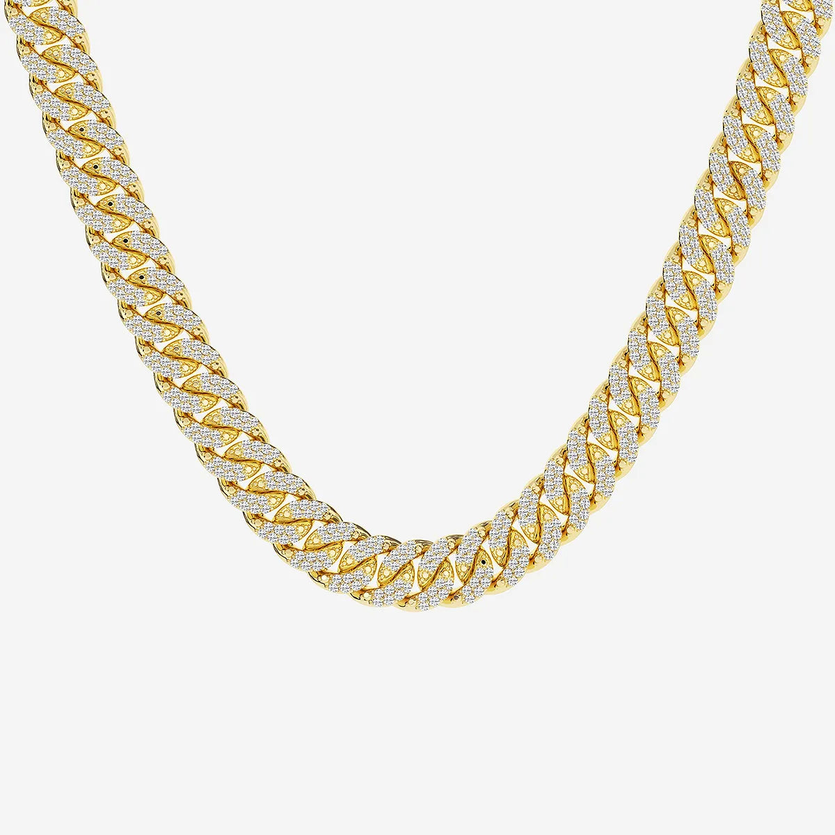 Luxeon Round Lab Grown Diamond Cuban Link Necklace in Platinum
