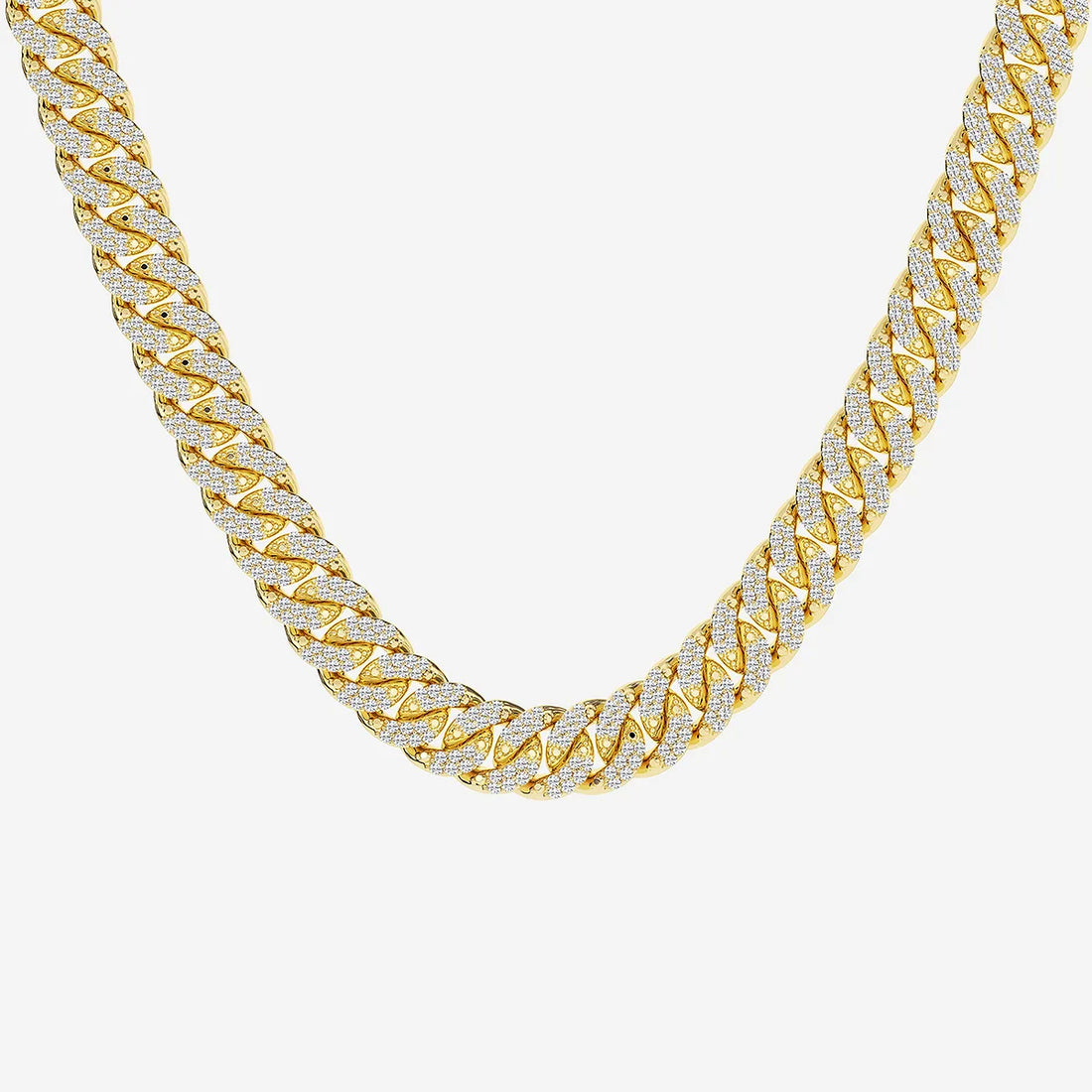 Luxeon Round Lab Grown Diamond Cuban Link Necklace in Platinum