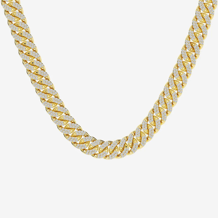 Luxeon Round Lab Grown Diamond Cuban Link Necklace in Platinum