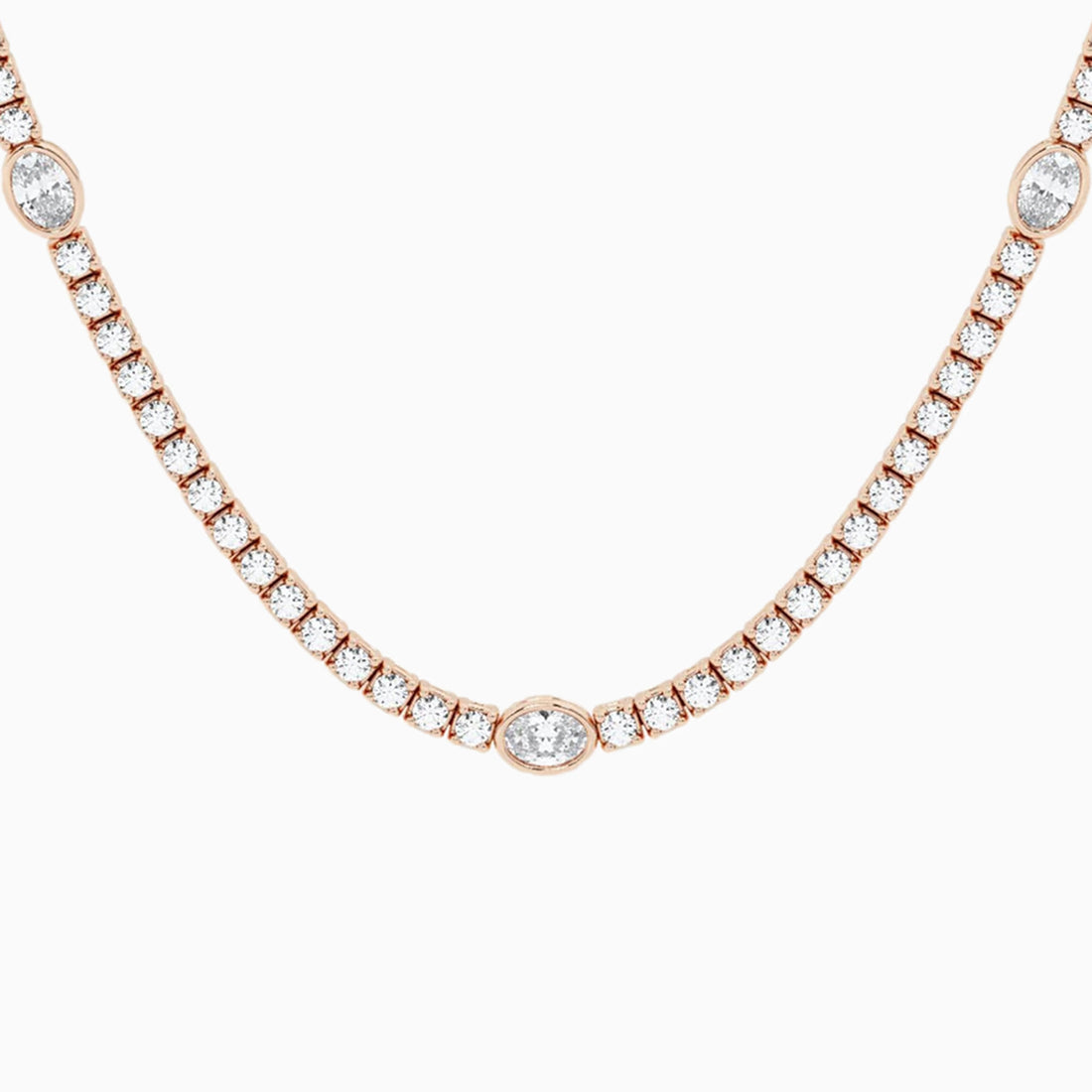 Empowera Oval Lab Grown Diamond Station Tennis Necklace