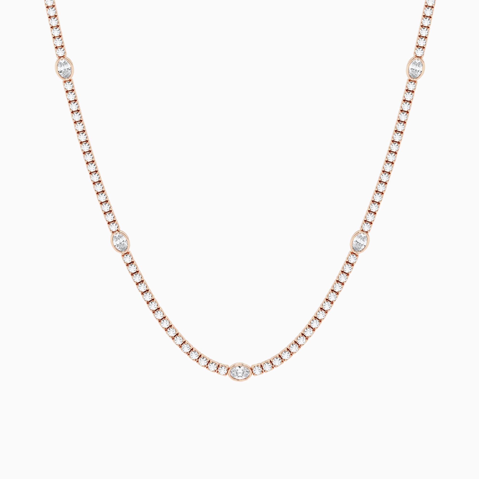 Empowera Oval Lab Grown Diamond Station Tennis Necklace