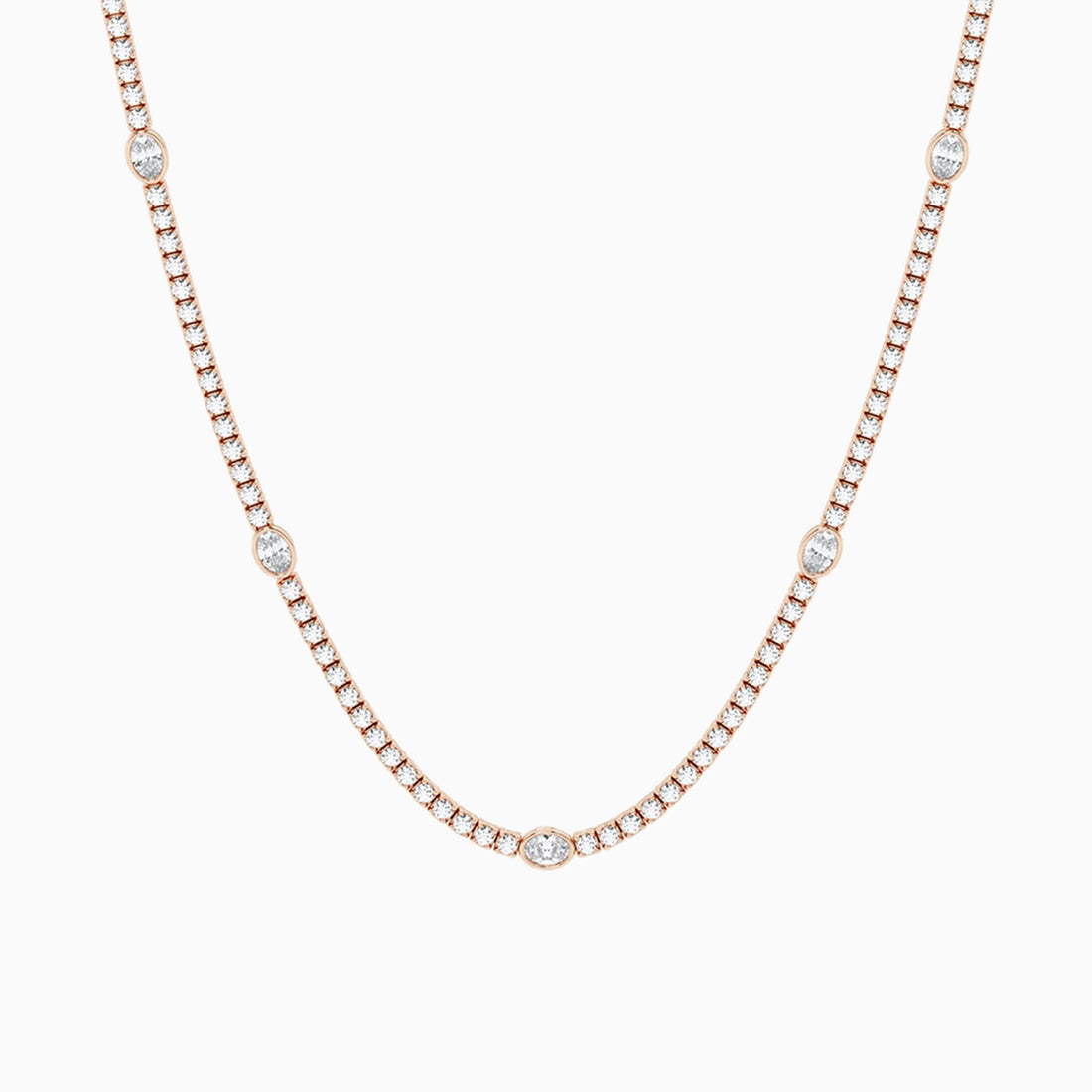 Empowera Oval Lab Grown Diamond Station Tennis Necklace