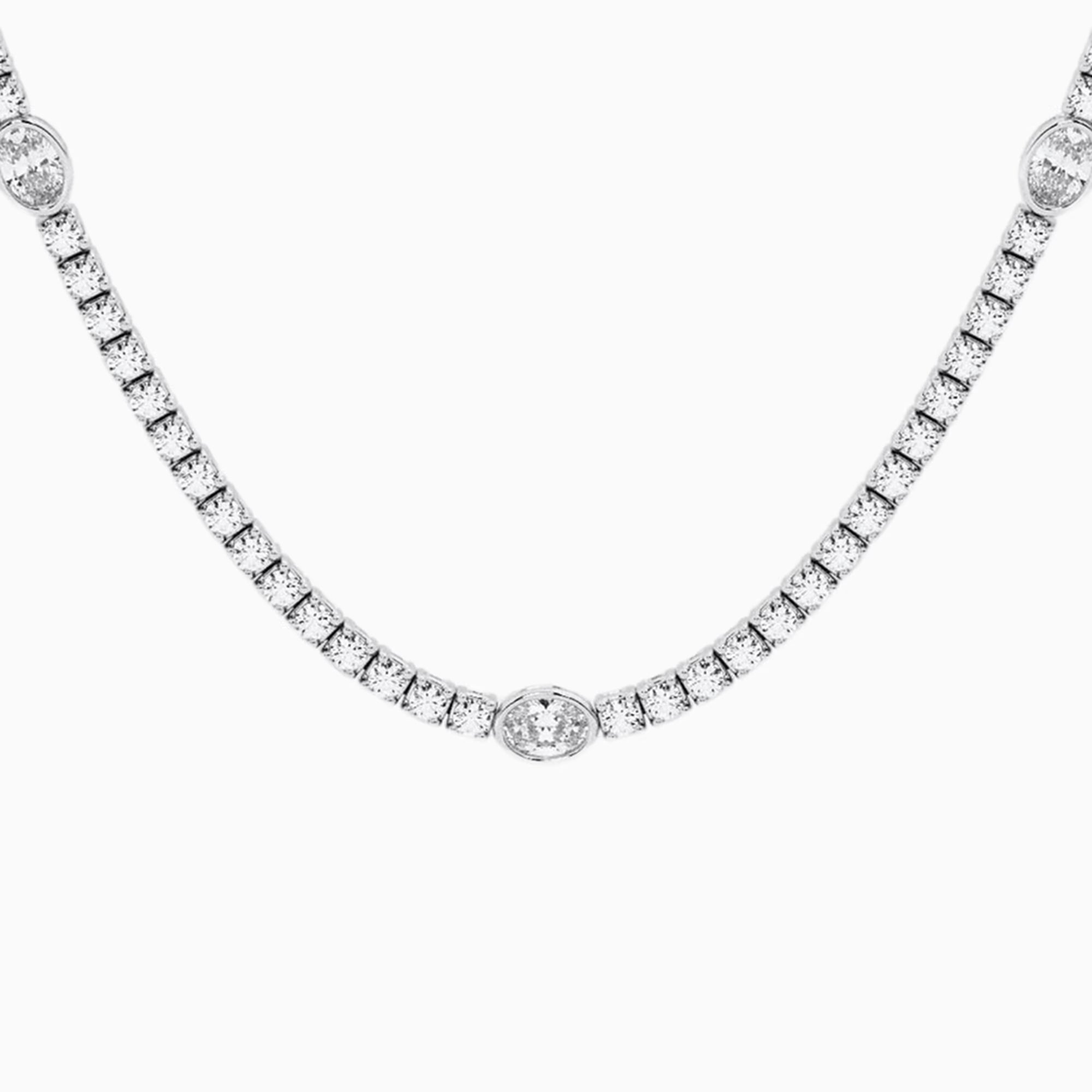 Empowera Oval Lab Grown Diamond Station Tennis Necklace