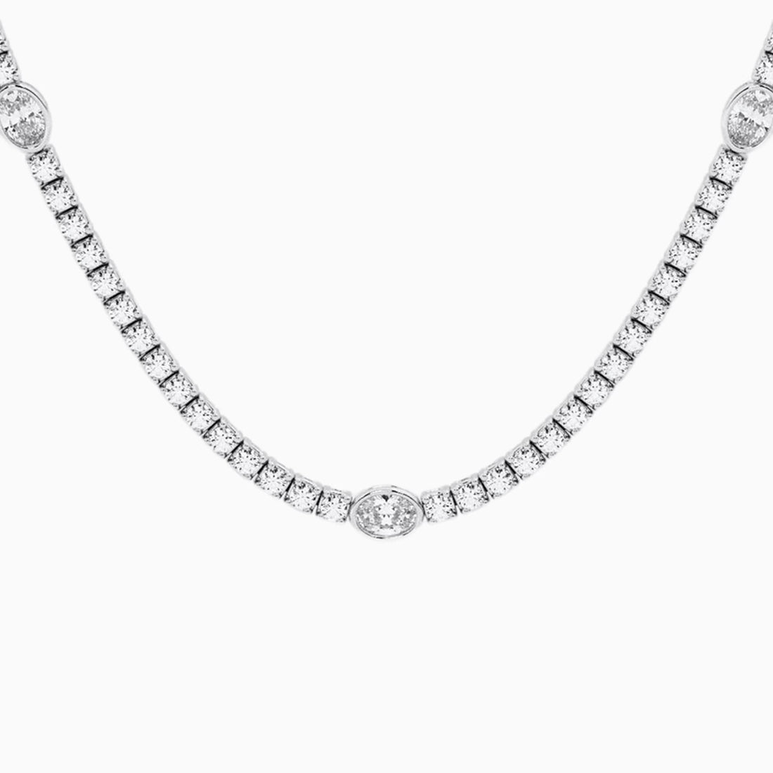 Empowera Oval Lab Grown Diamond Station Tennis Necklace