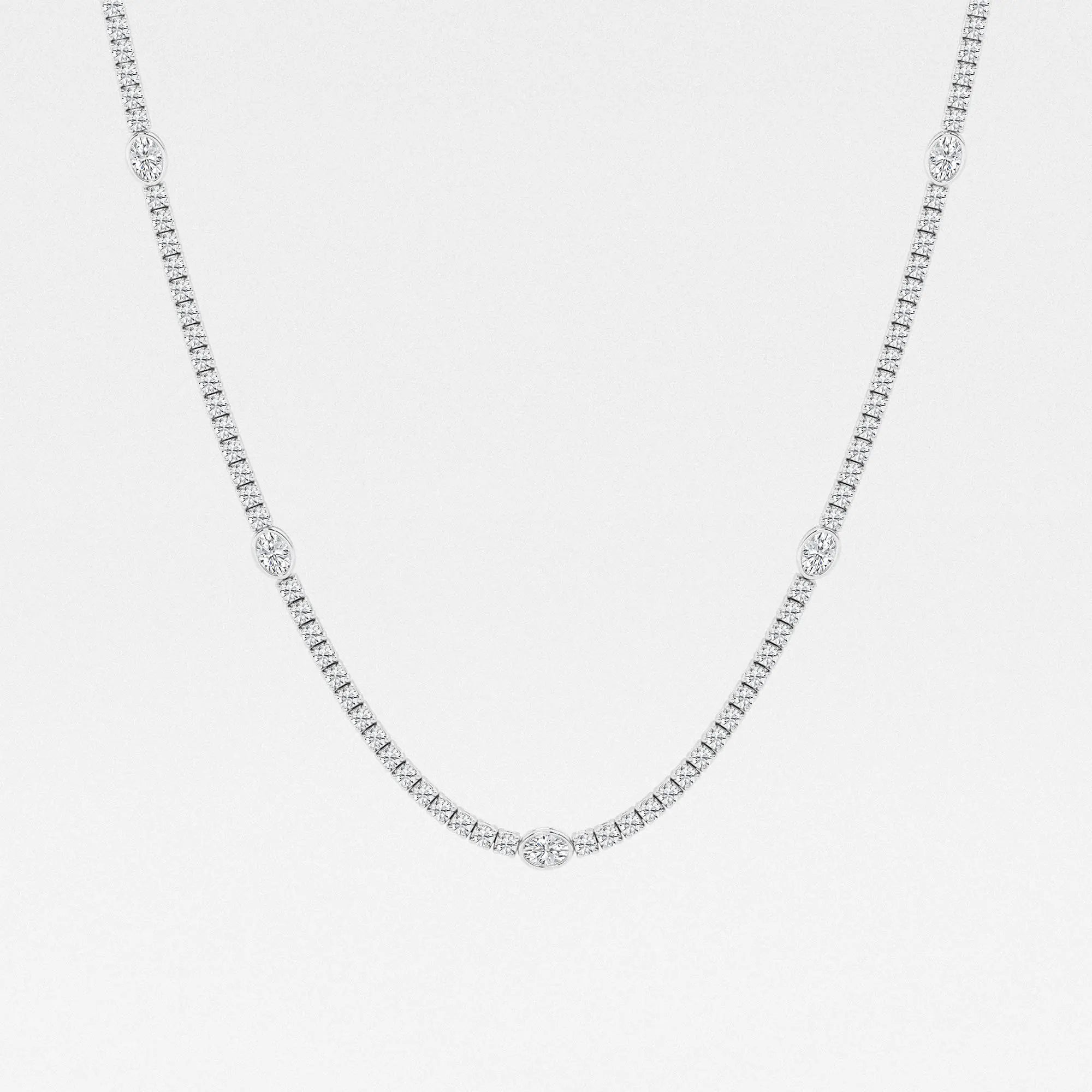 Empowera Oval Lab Grown Diamond Station Tennis Necklace