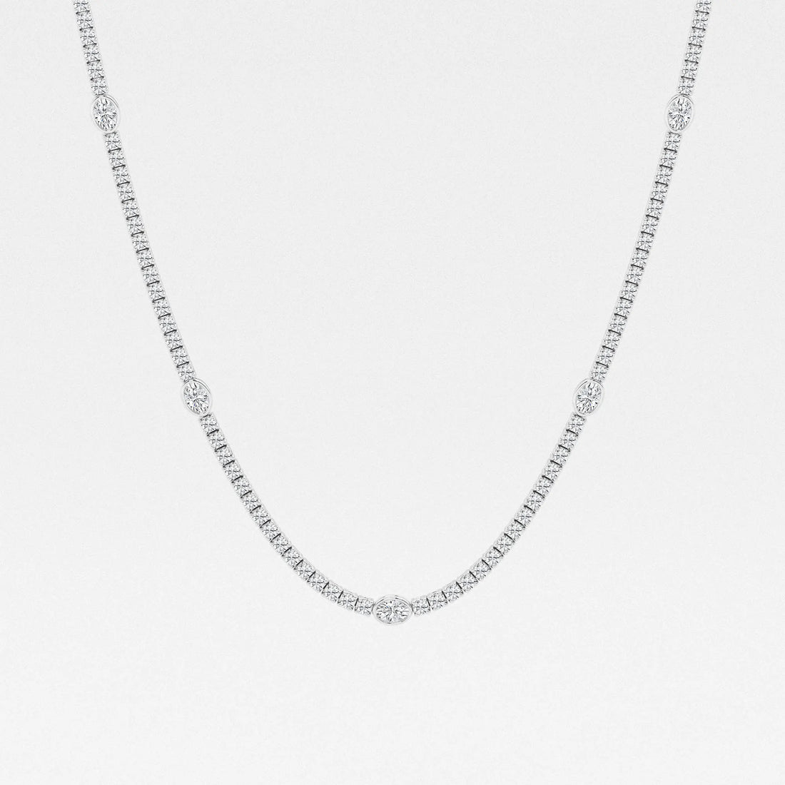 Empowera Oval Lab Grown Diamond Station Tennis Necklace