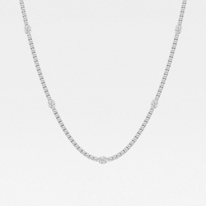 Empowera Oval Lab Grown Diamond Station Tennis Necklace