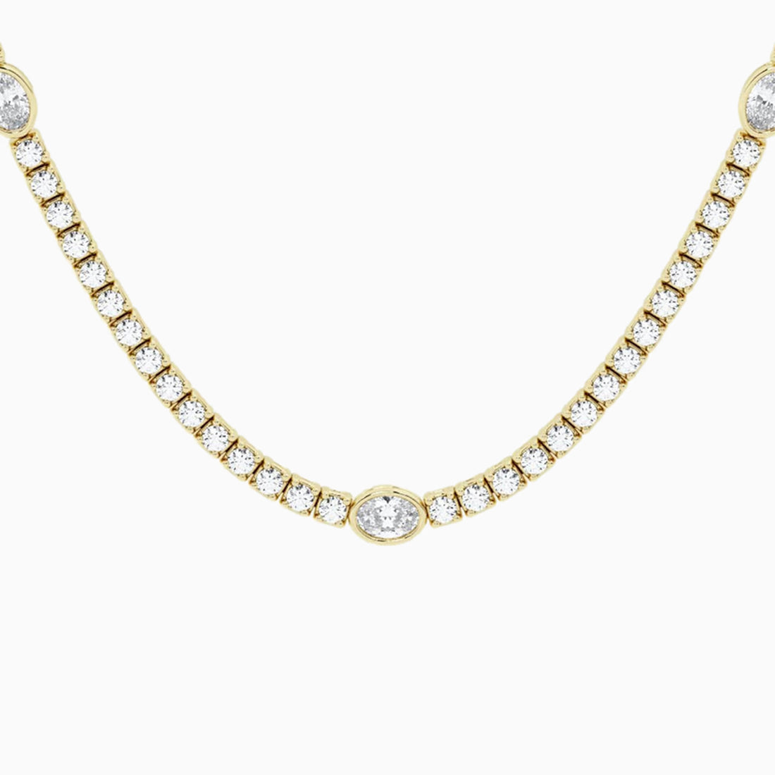 Empowera Oval Lab Grown Diamond Station Tennis Necklace