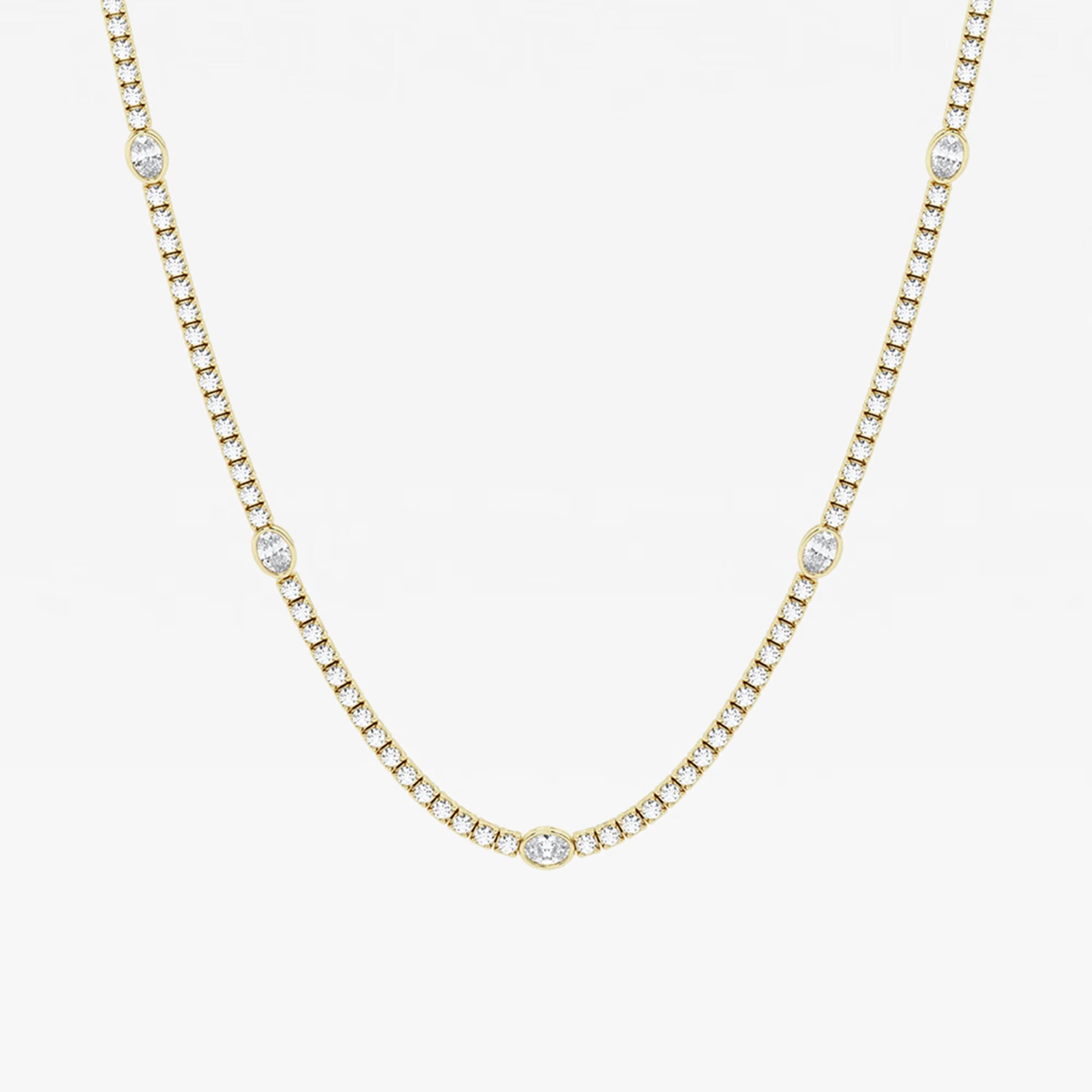 Empowera Oval Lab Grown Diamond Station Tennis Necklace