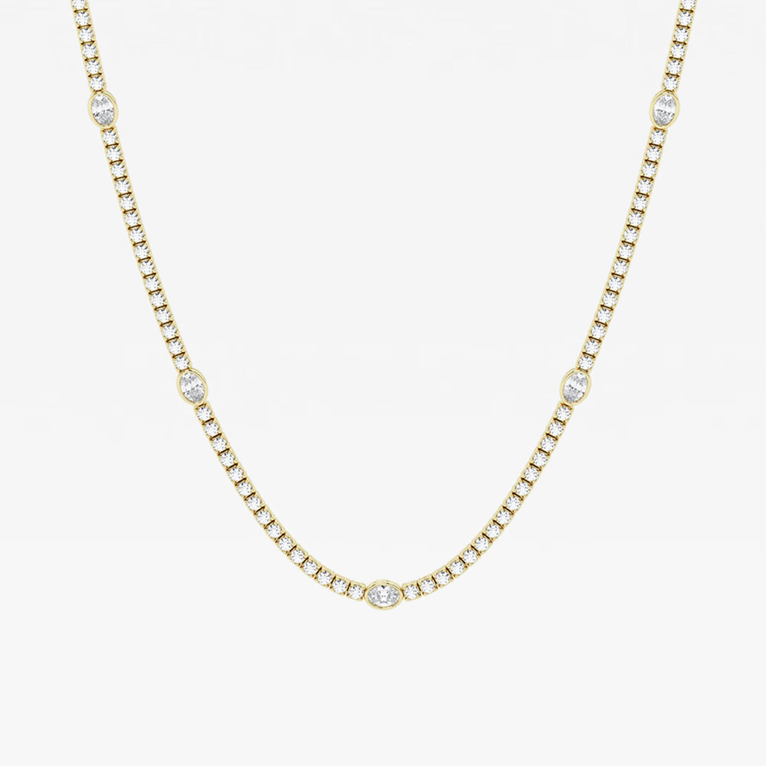Empowera Oval Lab Grown Diamond Station Tennis Necklace