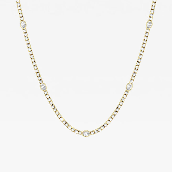 Empowera Oval Lab Grown Diamond Station Tennis Necklace