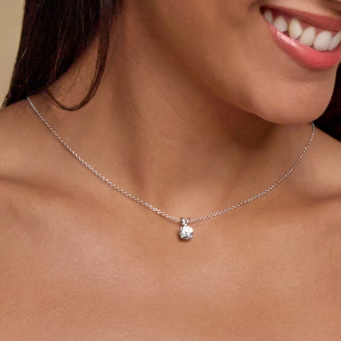 Aurelia Round Lab Grown Diamond Split Bail Solitaire Pendant