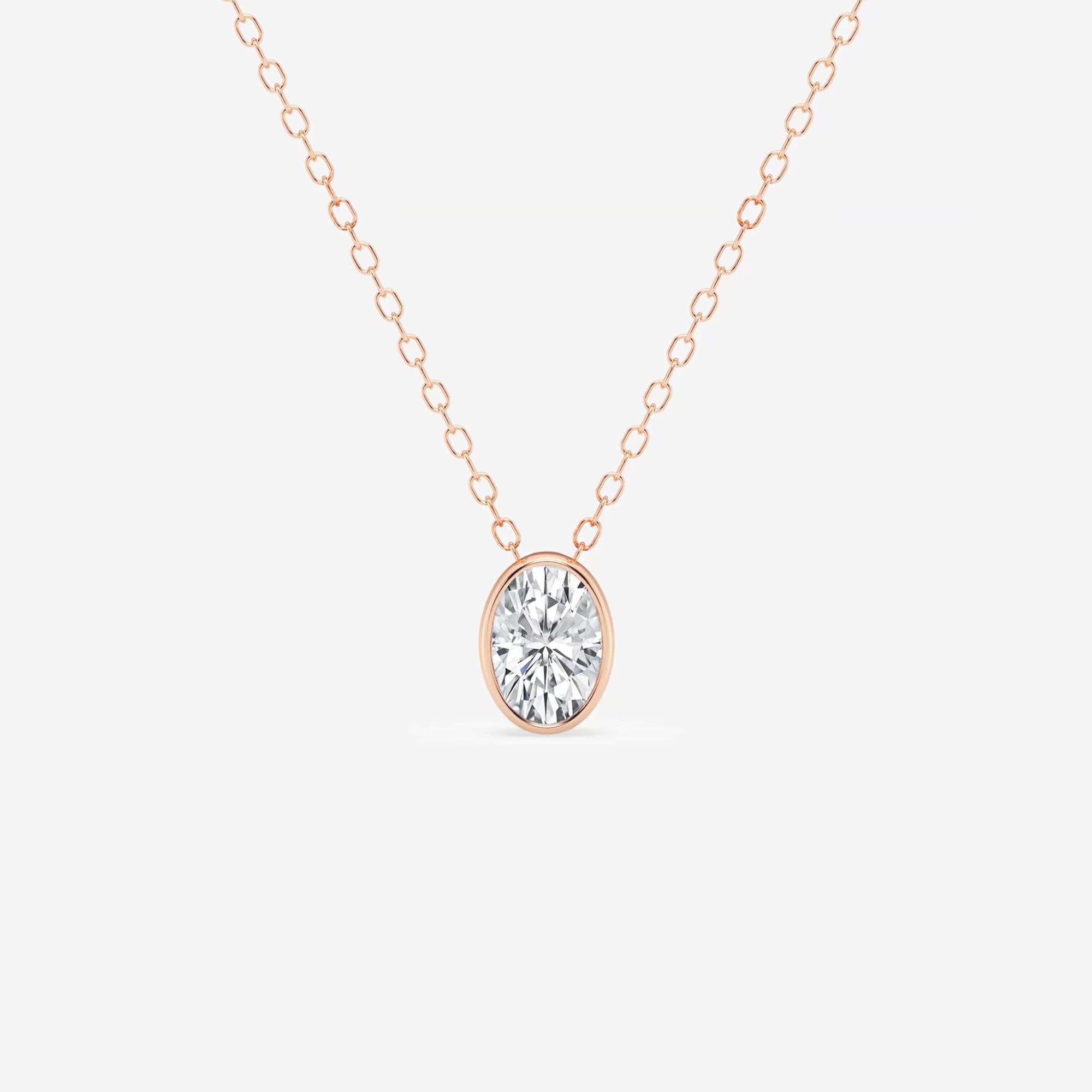 Elara Oval Lab Grown Diamond Bezel Set Solitaire Pendant