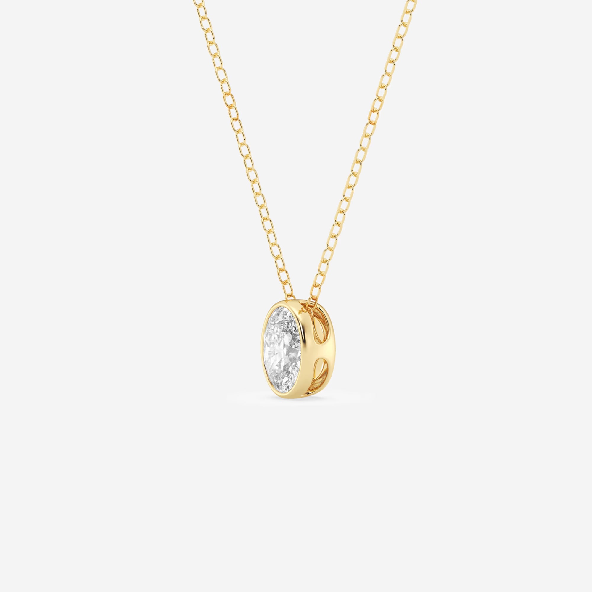 Elara Oval Lab Grown Diamond Bezel Set Solitaire Pendant