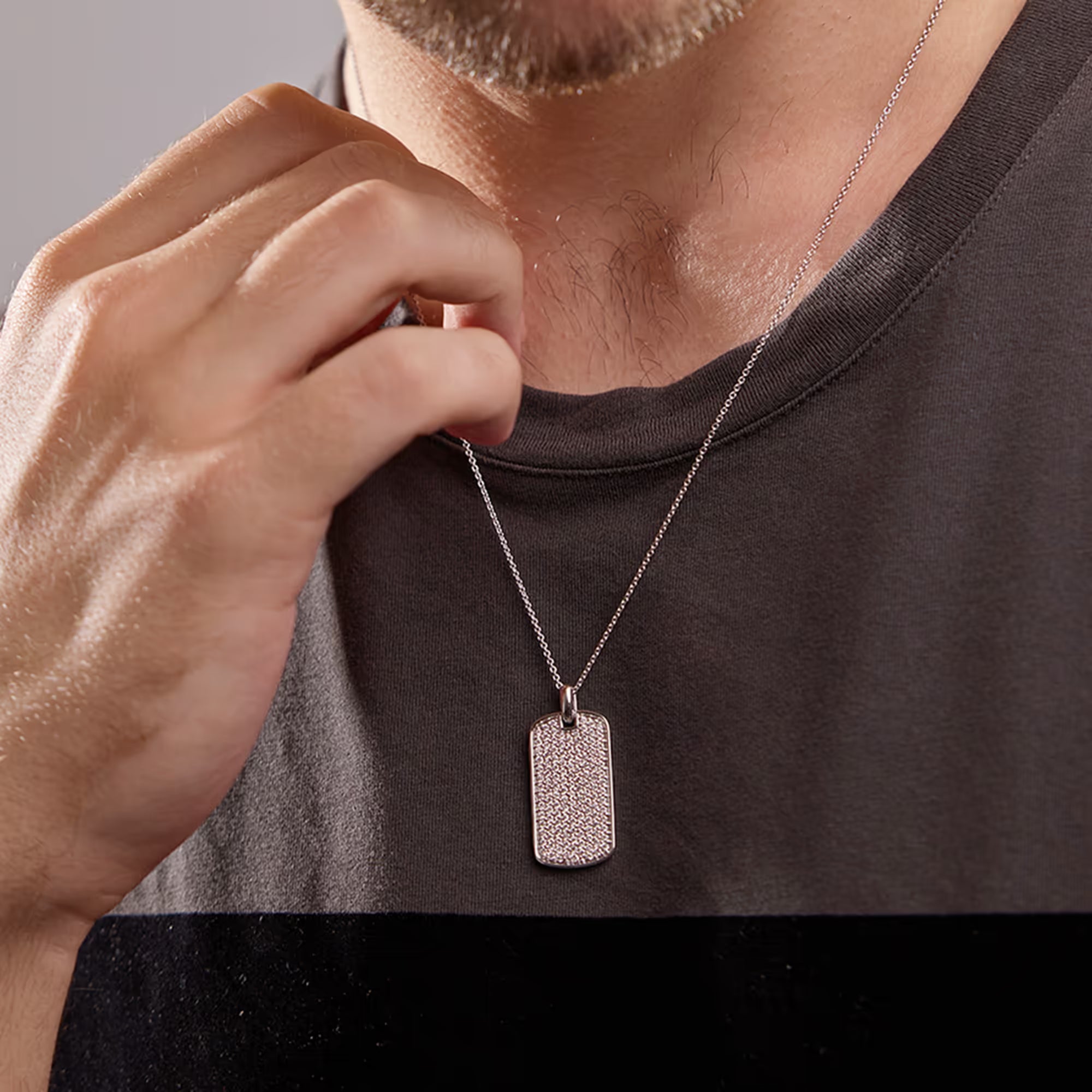 Canis Luxe Round Lab Grown Diamond Dog Tag Pendant