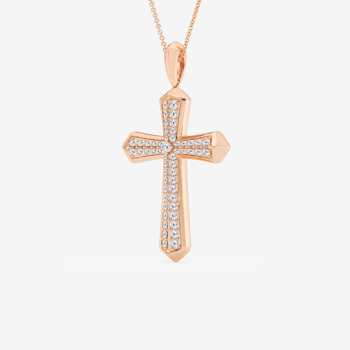 Divina Round Lab Grown Diamond Double Row Cross Pendant in Sterling Silver