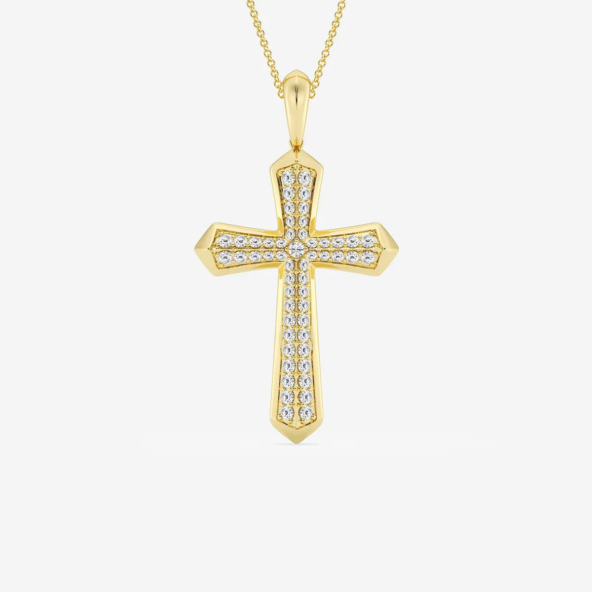 Divina Round Lab Grown Diamond Double Row Cross Pendant in Sterling Silver
