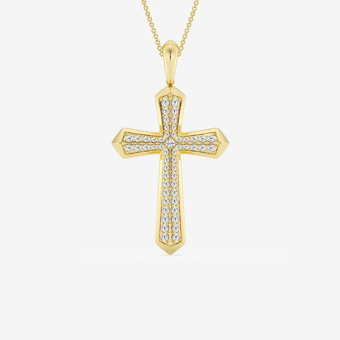 Divina Round Lab Grown Diamond Double Row Cross Pendant in Sterling Silver