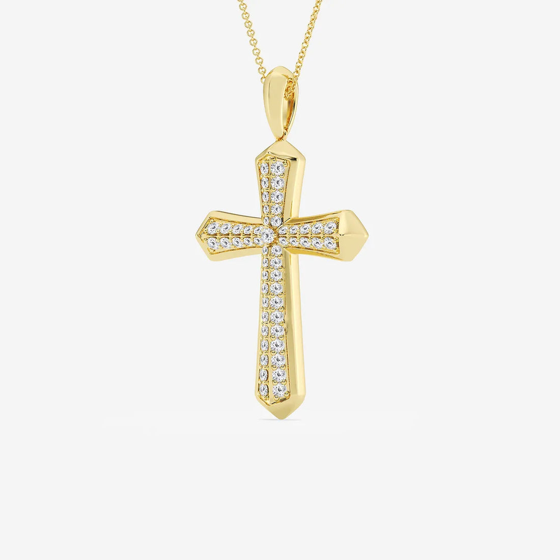 Divina Round Lab Grown Diamond Double Row Cross Pendant in Sterling Silver