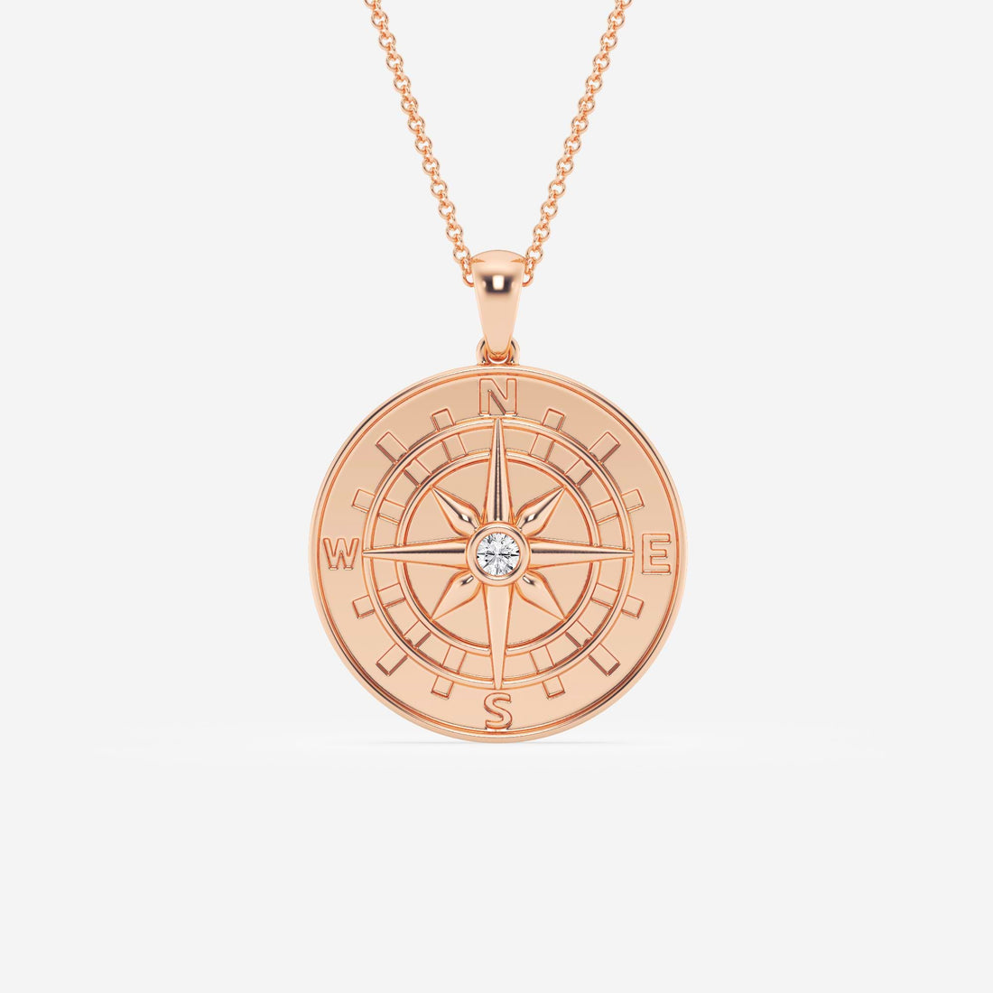 Diamond Compass Necklace in Gold – Symbolic Jewelry