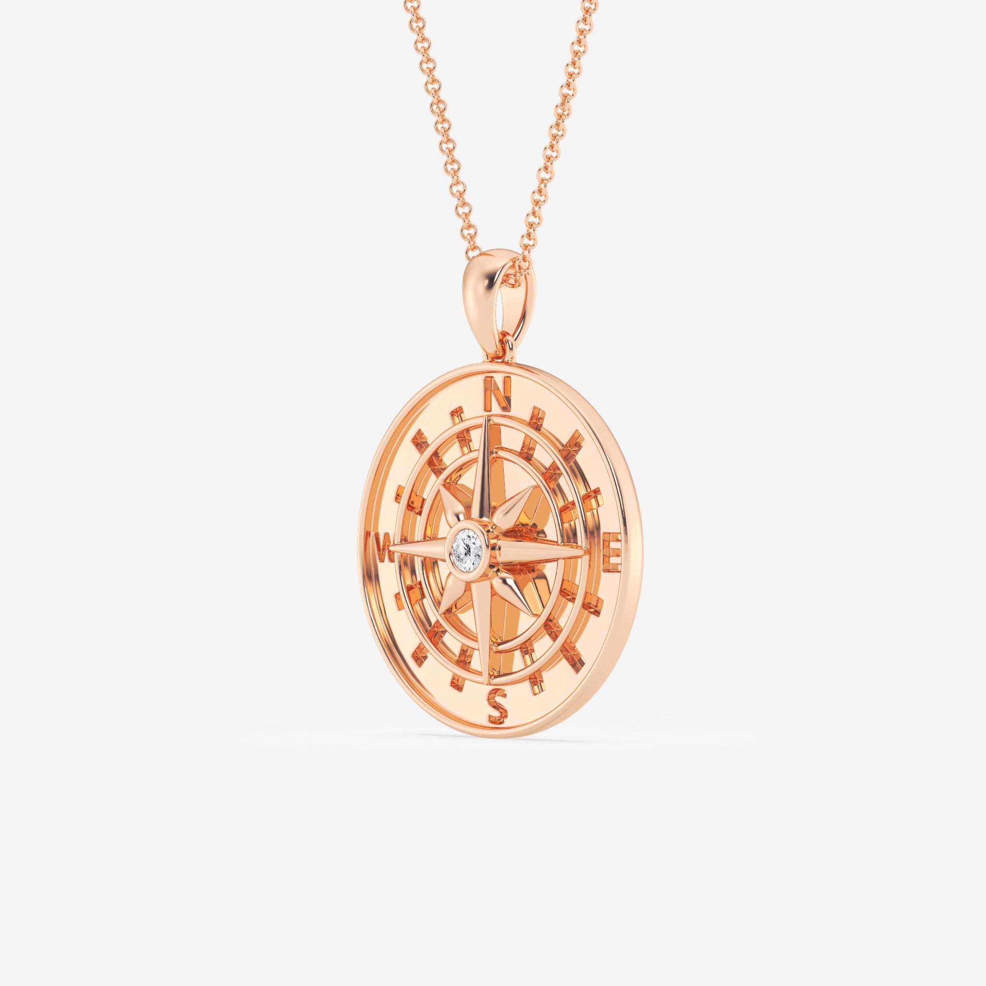 Diamond Compass Necklace in Gold – Symbolic Jewelry