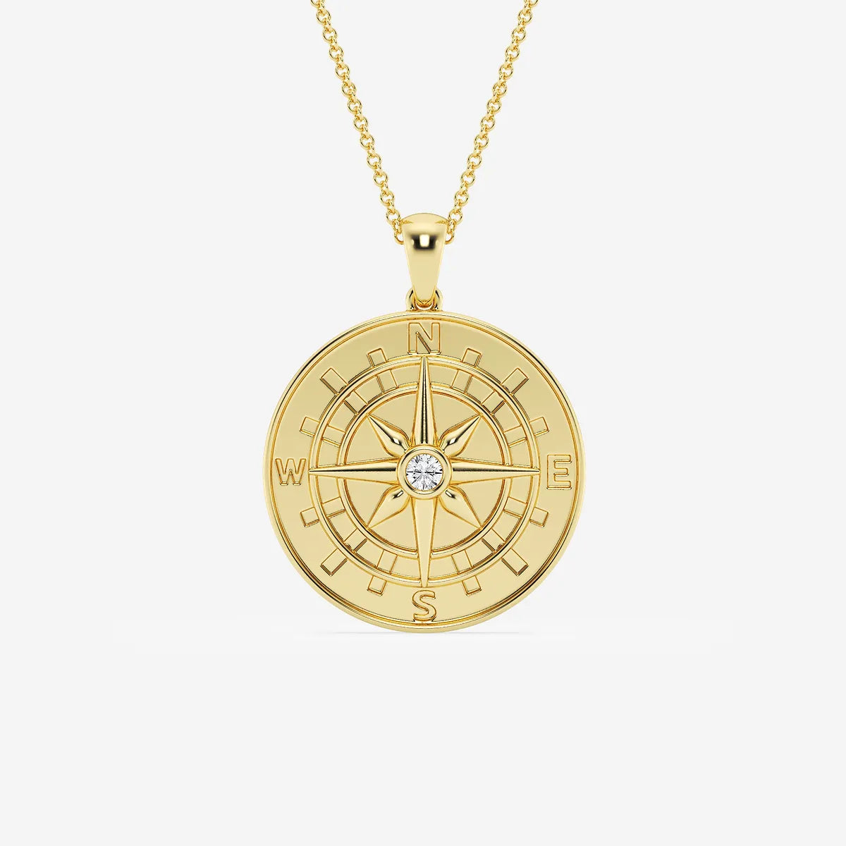Diamond Compass Necklace in Gold – Symbolic Jewelry