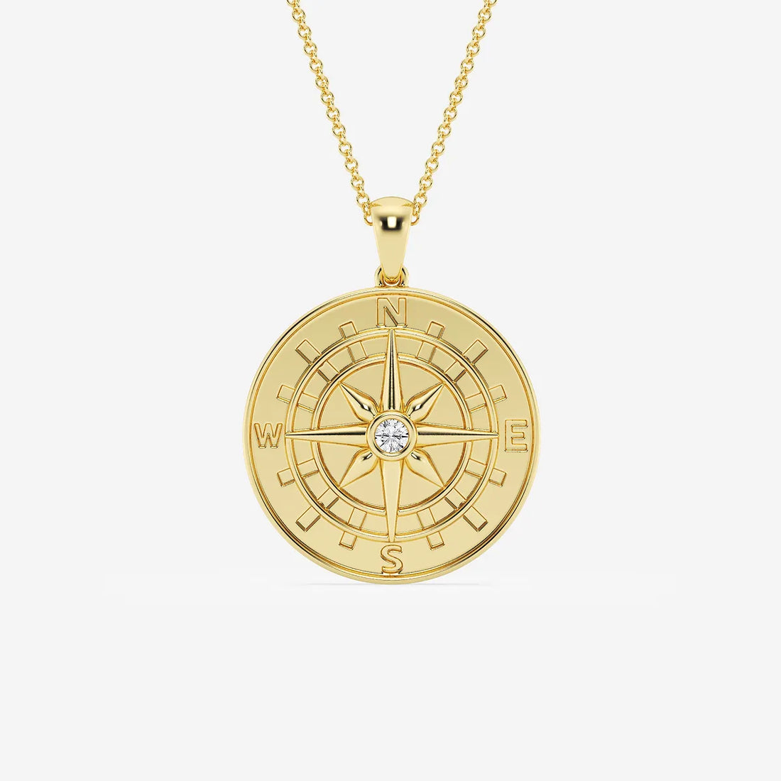 Diamond Compass Necklace in Gold – Symbolic Jewelry