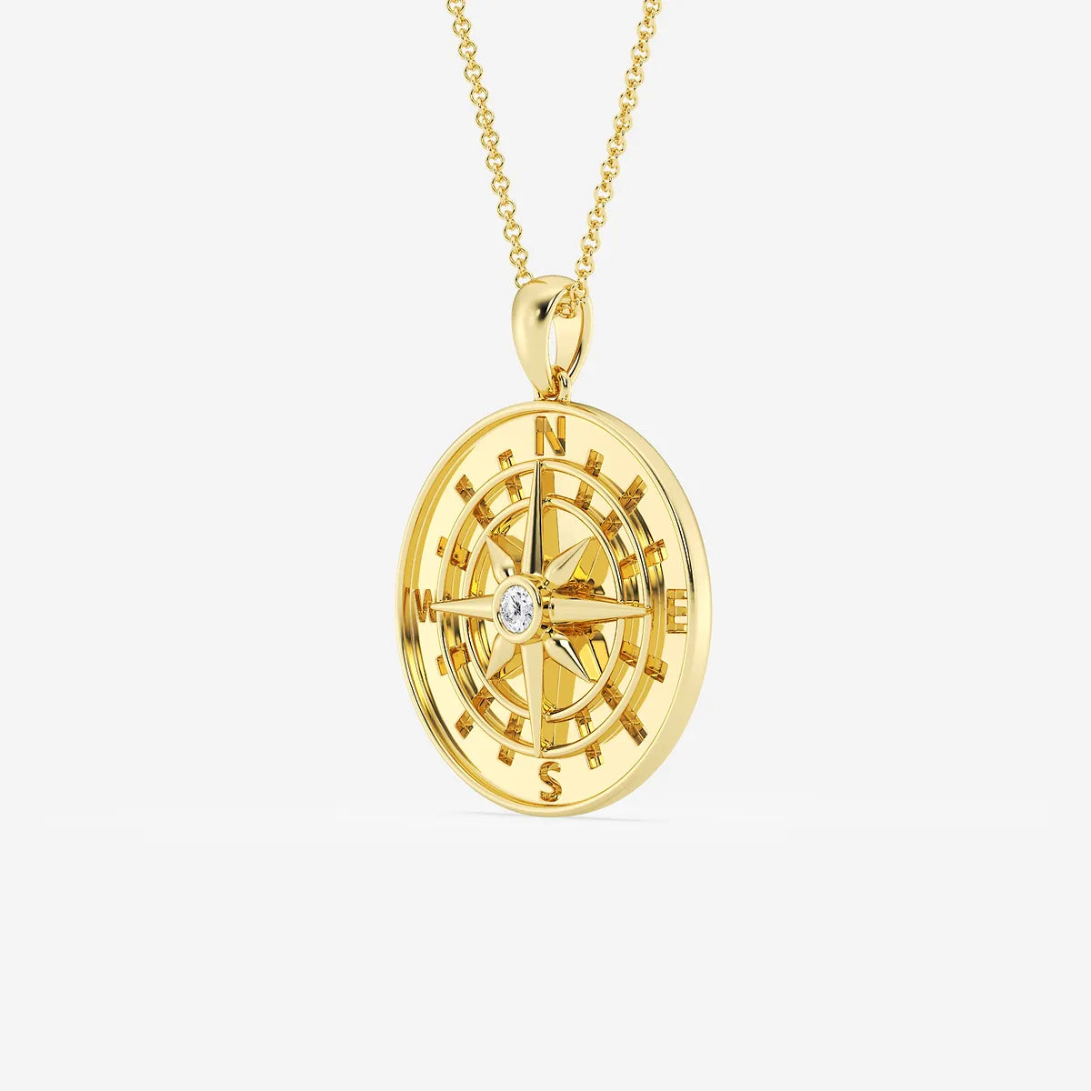 Diamond Compass Necklace in Gold – Symbolic Jewelry