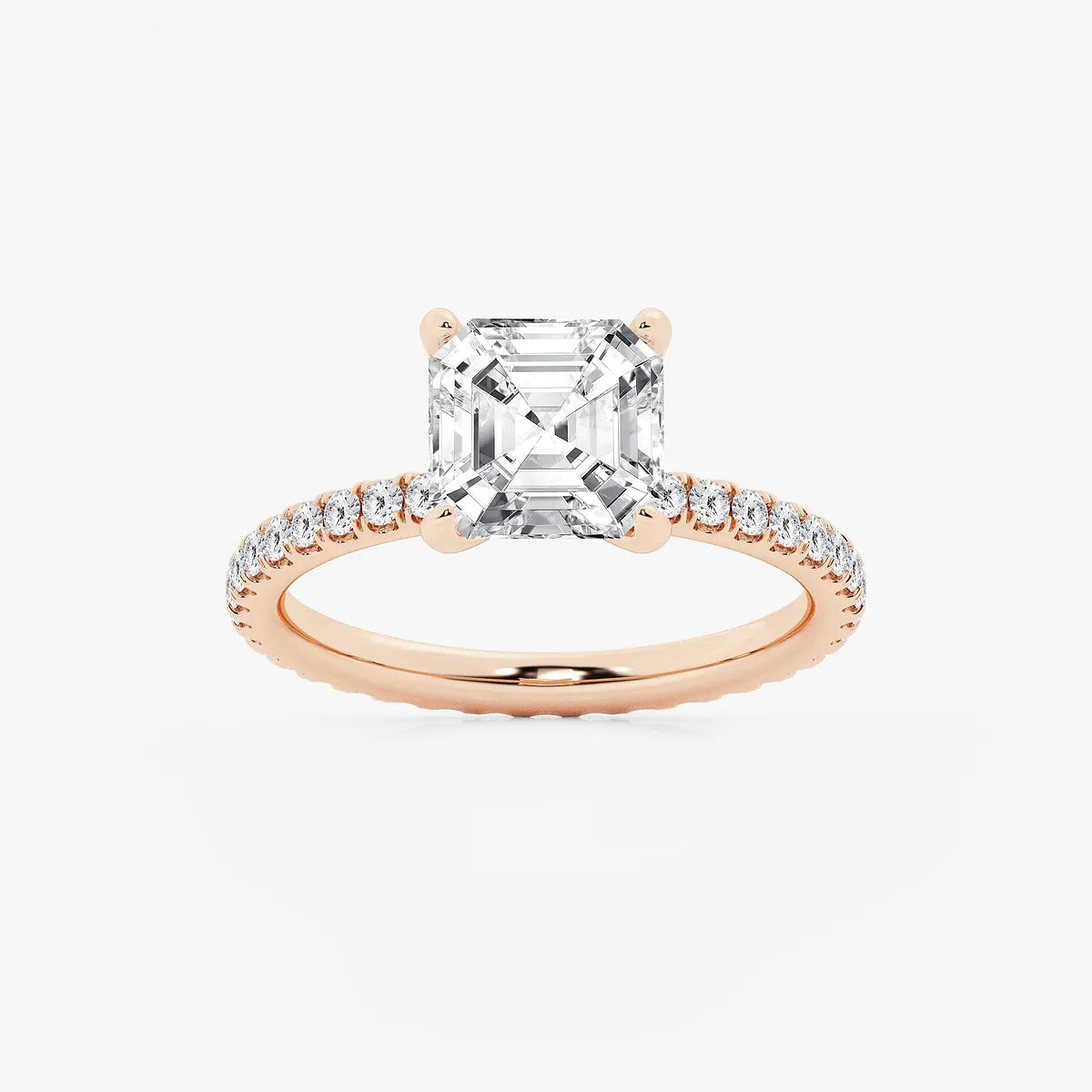 Valencia Asscher Lab Grown Diamond Scalloped Pavé Solitaire Engagement Ring