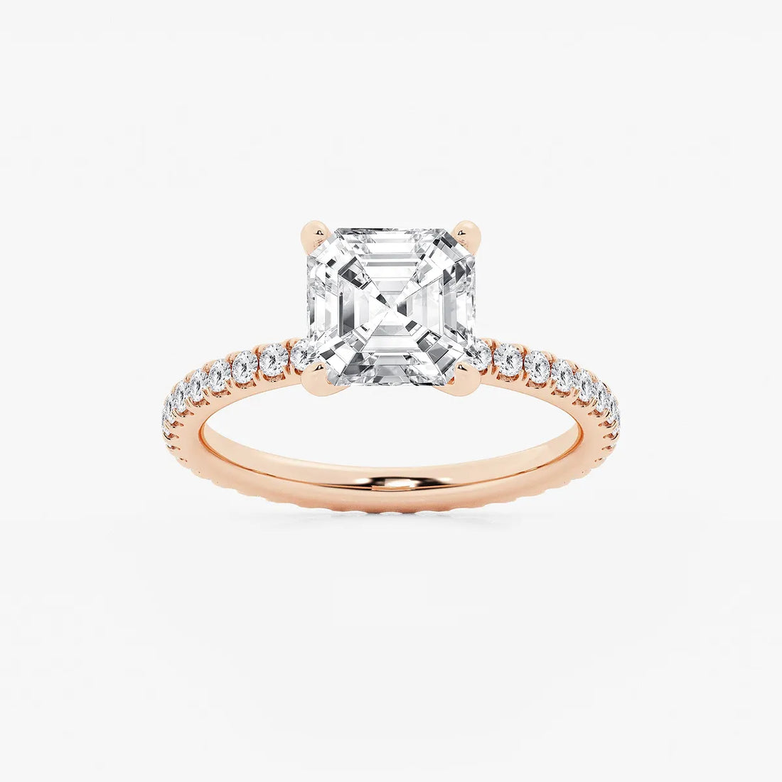 Valencia Asscher Lab Grown Diamond Scalloped Pavé Solitaire Engagement Ring