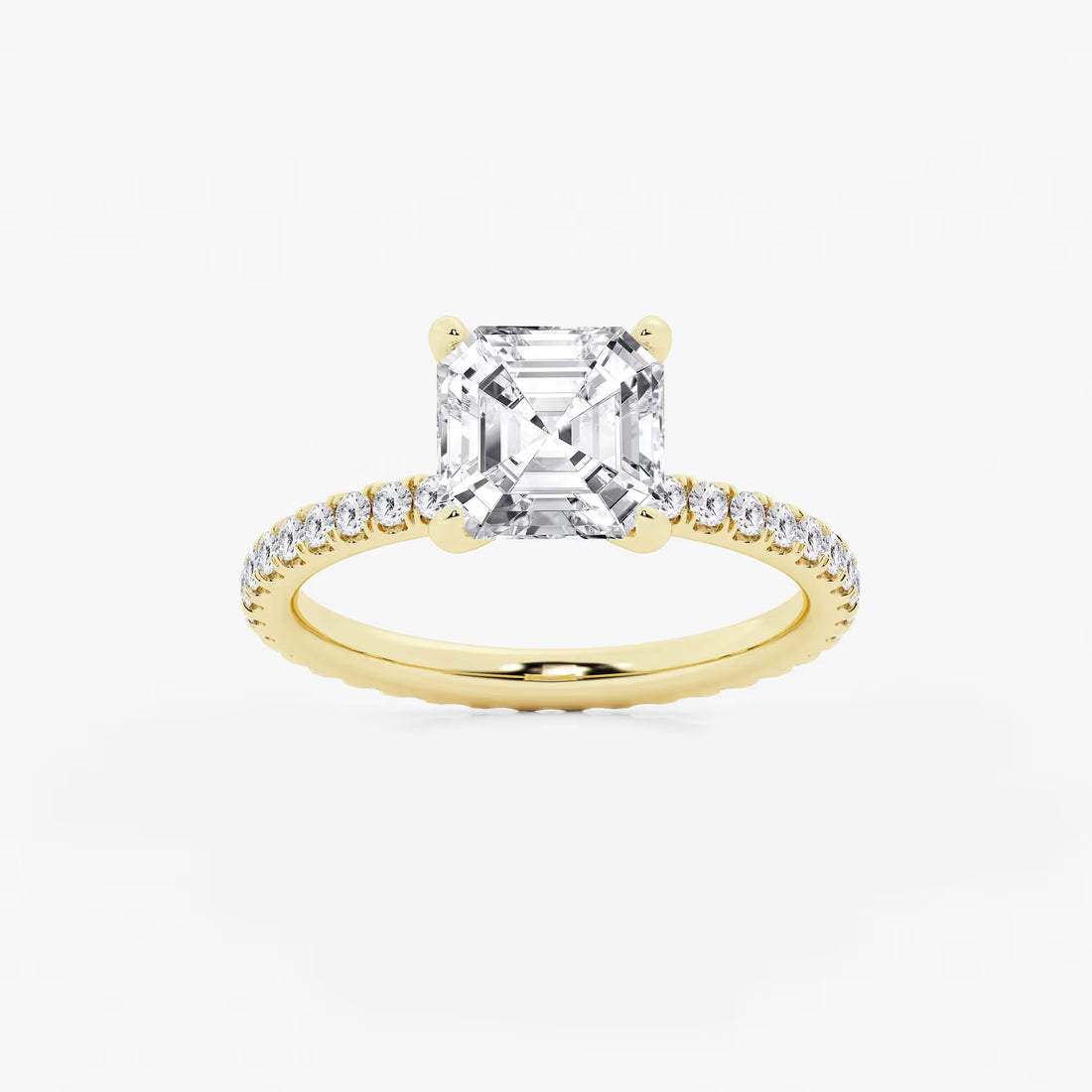 Valencia Asscher Lab Grown Diamond Scalloped Pavé Solitaire Engagement Ring
