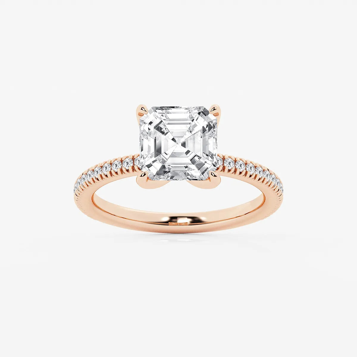Lumina Asscher Lab Grown Diamond Side Stone Engagement Ring