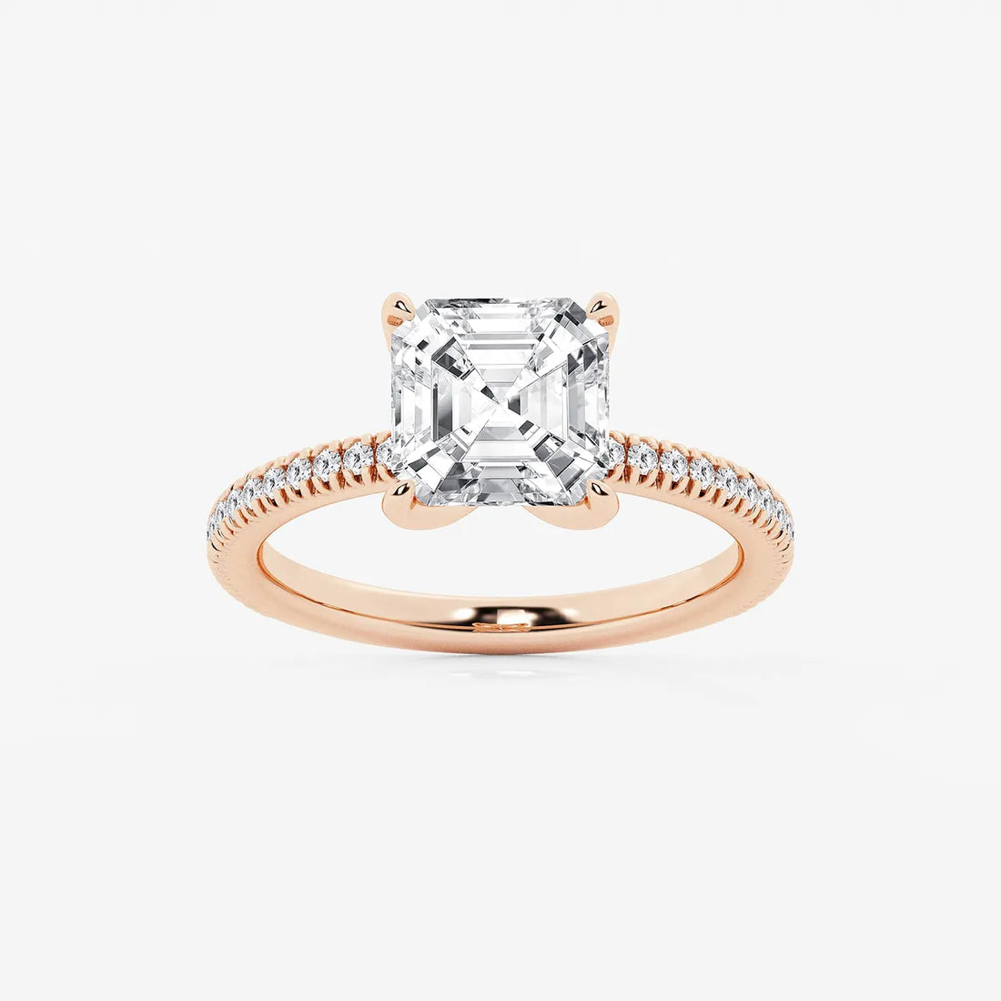 Lumina Asscher Lab Grown Diamond Side Stone Engagement Ring