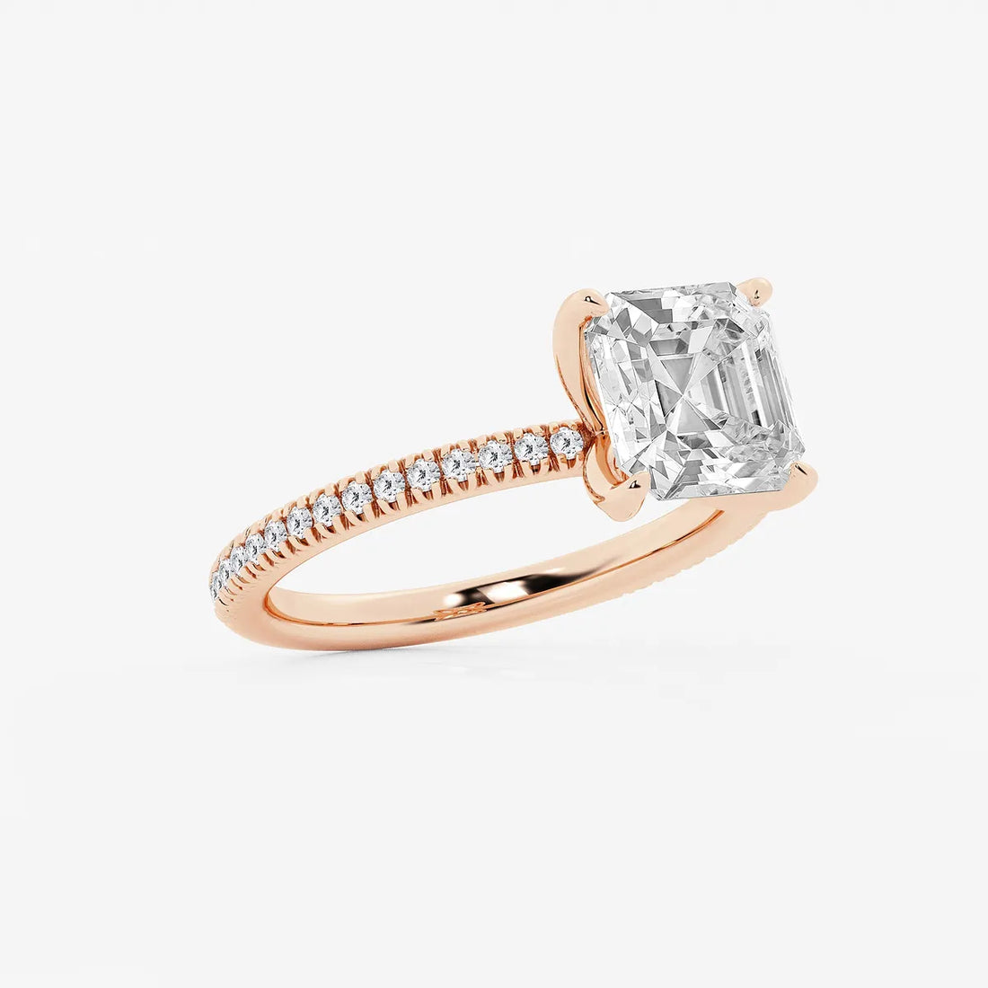 Lumina Asscher Lab Grown Diamond Side Stone Engagement Ring