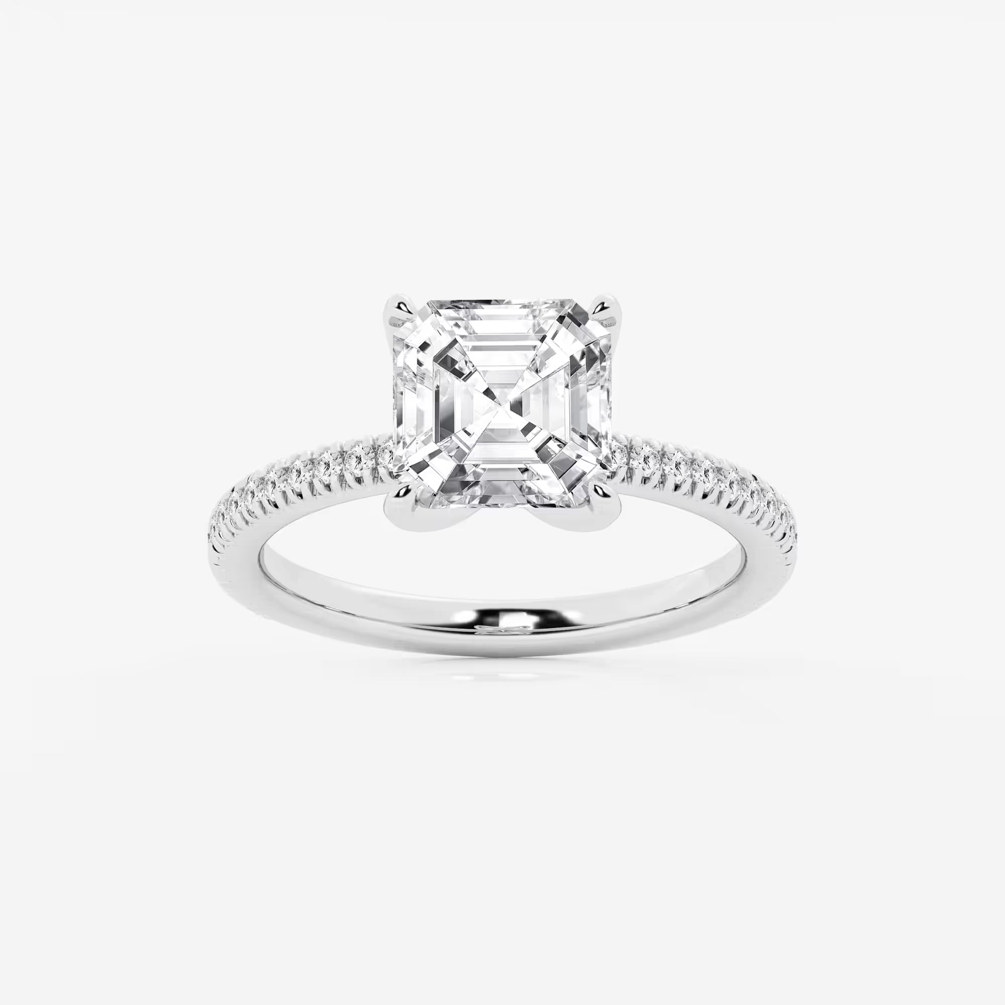 Valencia Asscher Lab Grown Diamond Scalloped Pavé Solitaire Engagement Ring