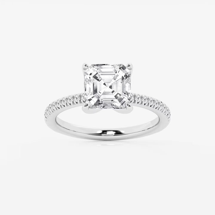 Valencia Asscher Lab Grown Diamond Scalloped Pavé Solitaire Engagement Ring