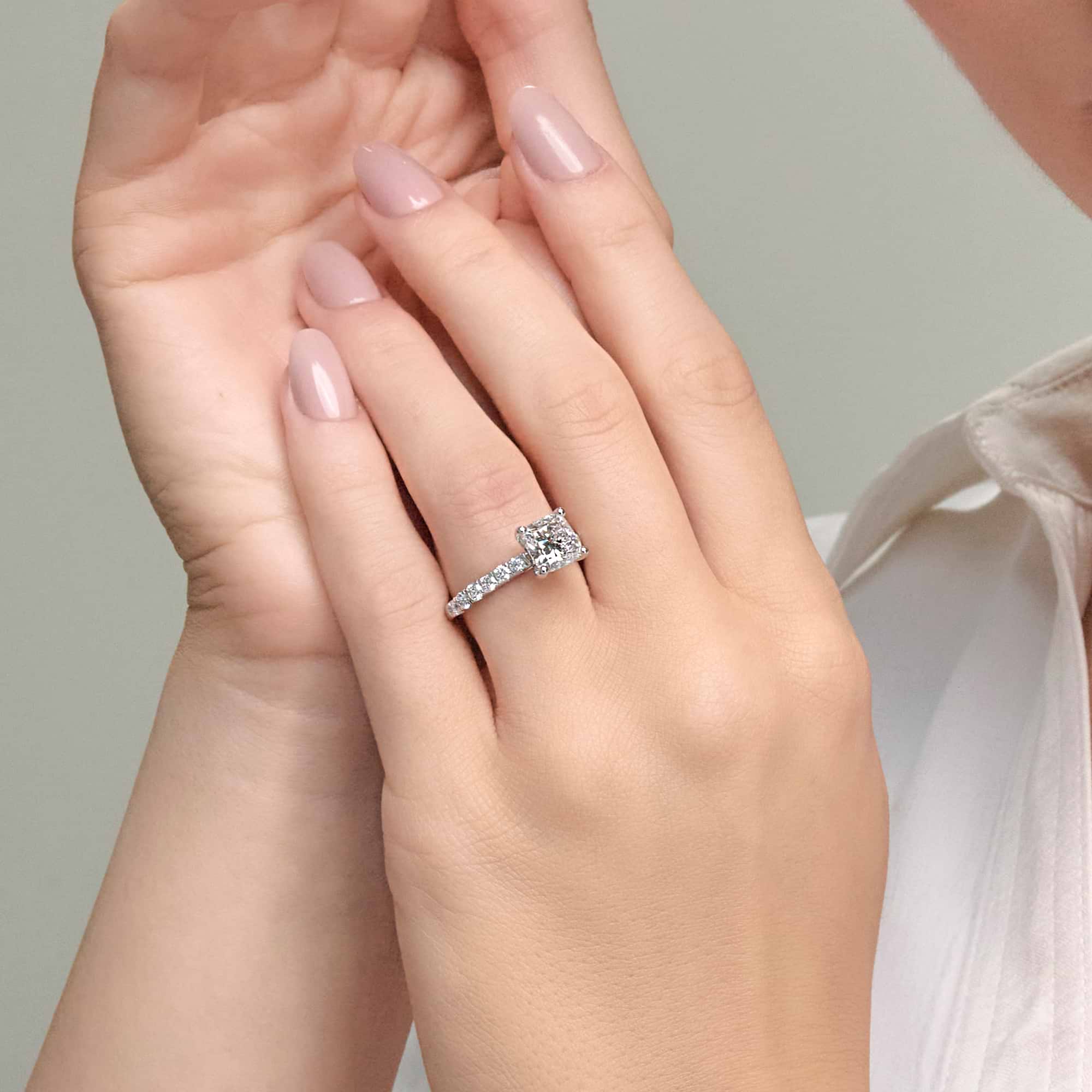 Cushion Lab Grown Diamond Royal Crown Halo Engagement Ring