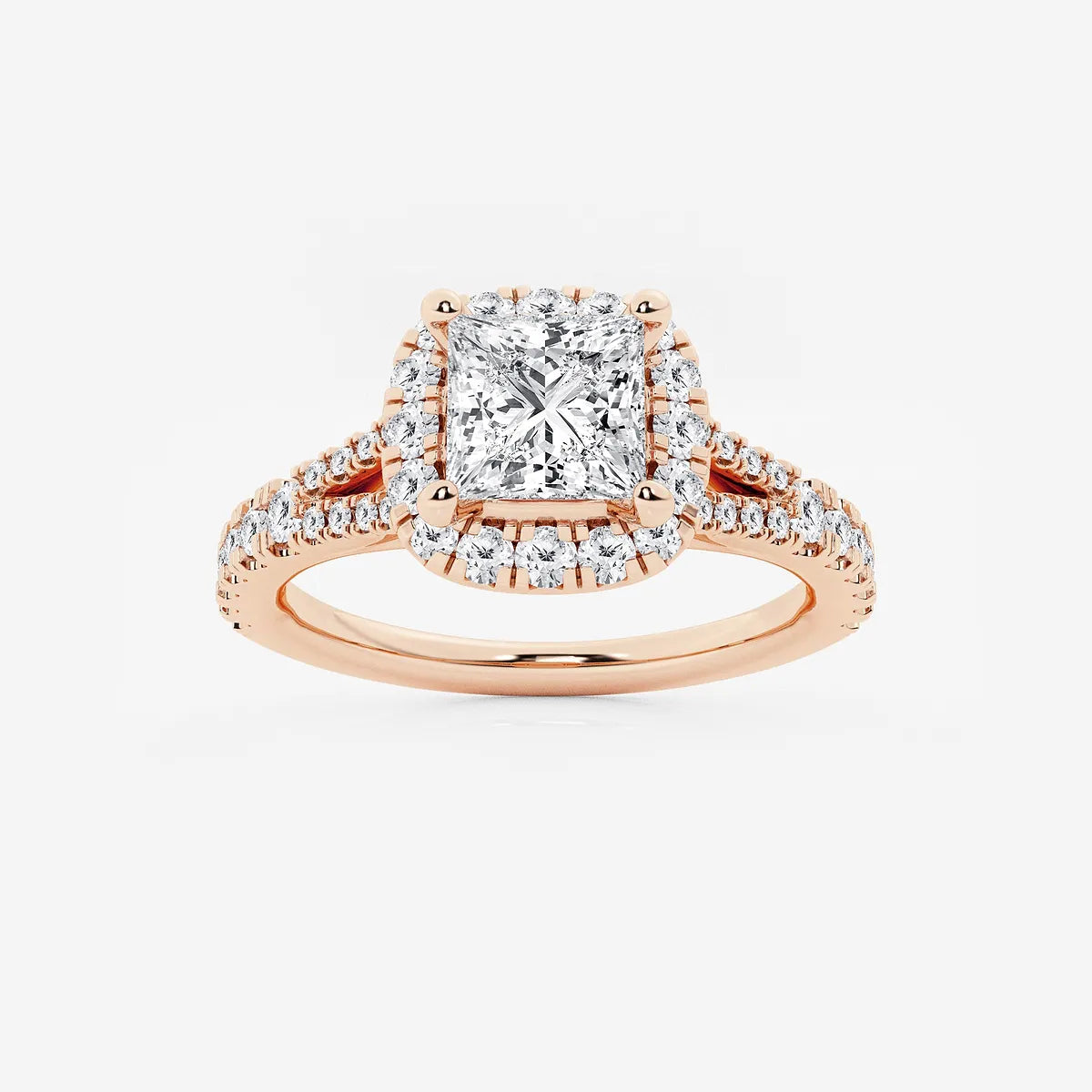 Aurelia Grace Princess Cut Lab-Grown Diamond Split Shank Halo Engagement Ring