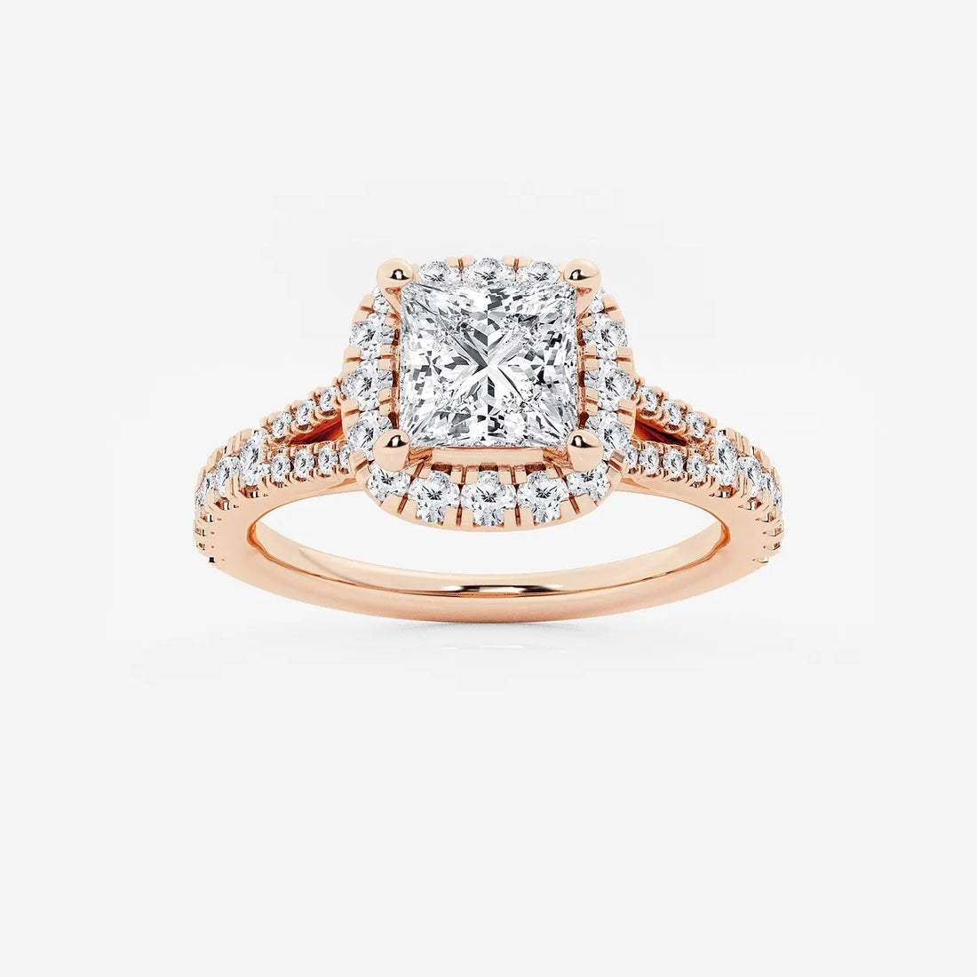 Aurelia Grace Princess Cut Lab-Grown Diamond Split Shank Halo Engagement Ring