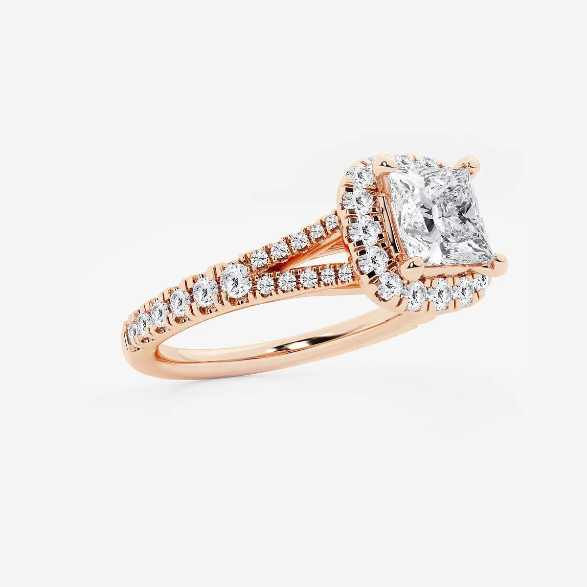Aurelia Grace Princess Cut Lab-Grown Diamond Split Shank Halo Engagement Ring