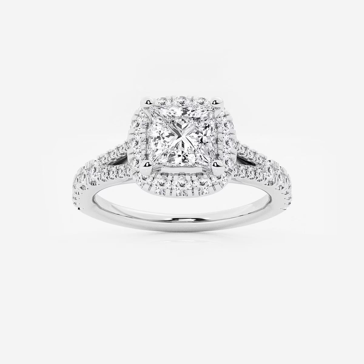 Aurelia Grace Princess Cut Lab-Grown Diamond Split Shank Halo Engagement Ring