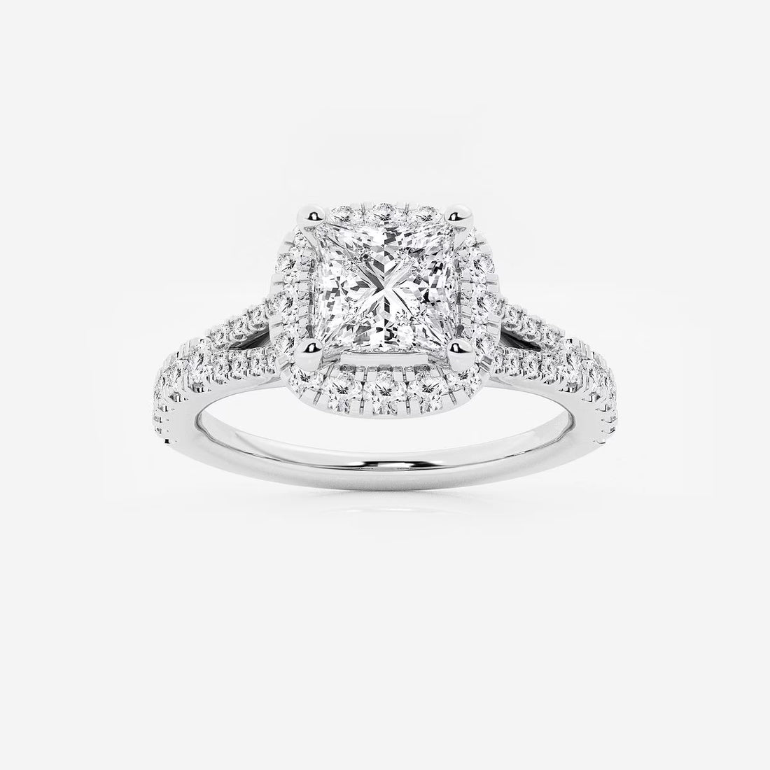Aurelia Grace Princess Cut Lab-Grown Diamond Split Shank Halo Engagement Ring
