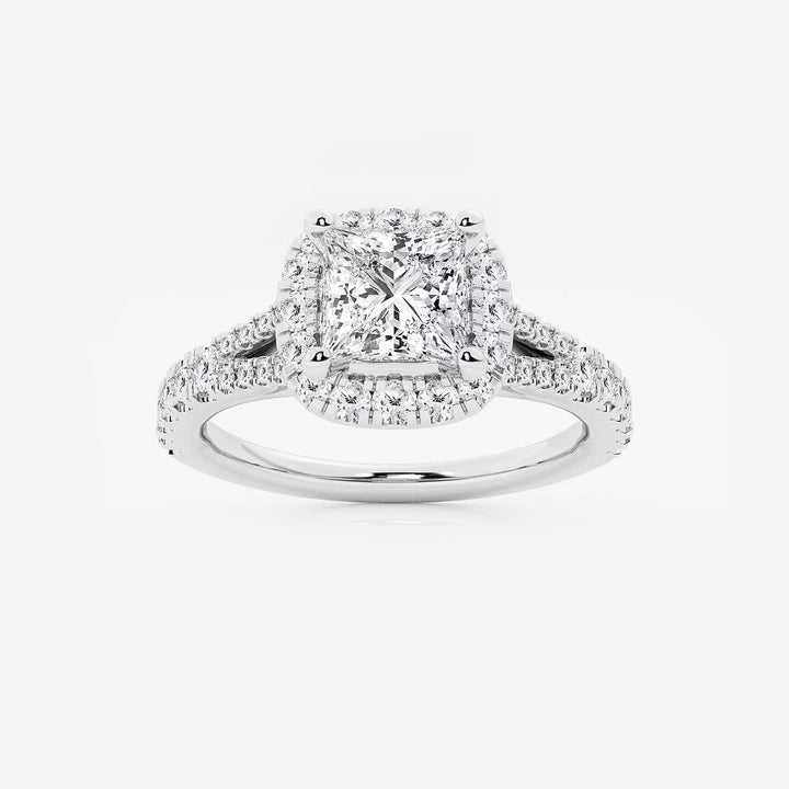 Aurelia Grace Princess Cut Lab-Grown Diamond Split Shank Halo Engagement Ring