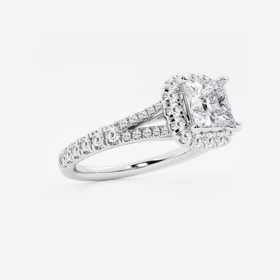 Aurelia Grace Princess Cut Lab-Grown Diamond Split Shank Halo Engagement Ring
