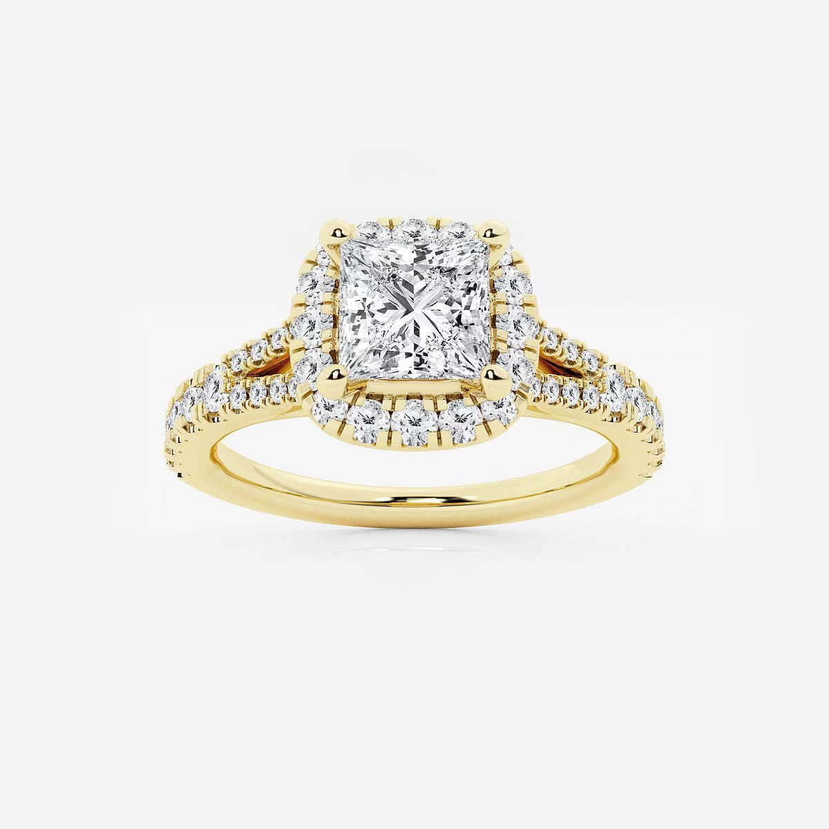 Aurelia Grace Princess Cut Lab-Grown Diamond Split Shank Halo Engagement Ring